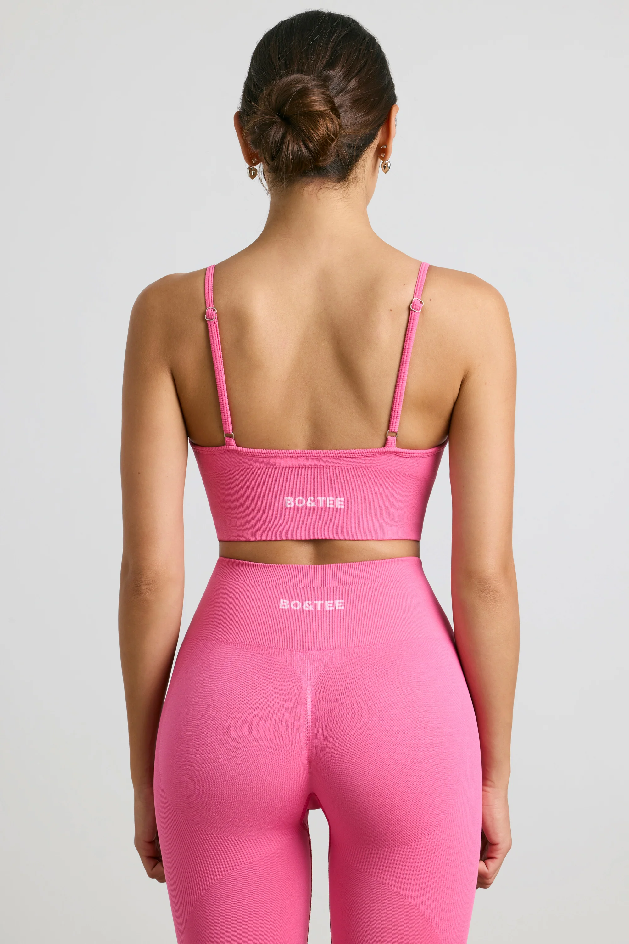 Define Luxe V-Neck Sports Bra in Hot Pink - Image 2