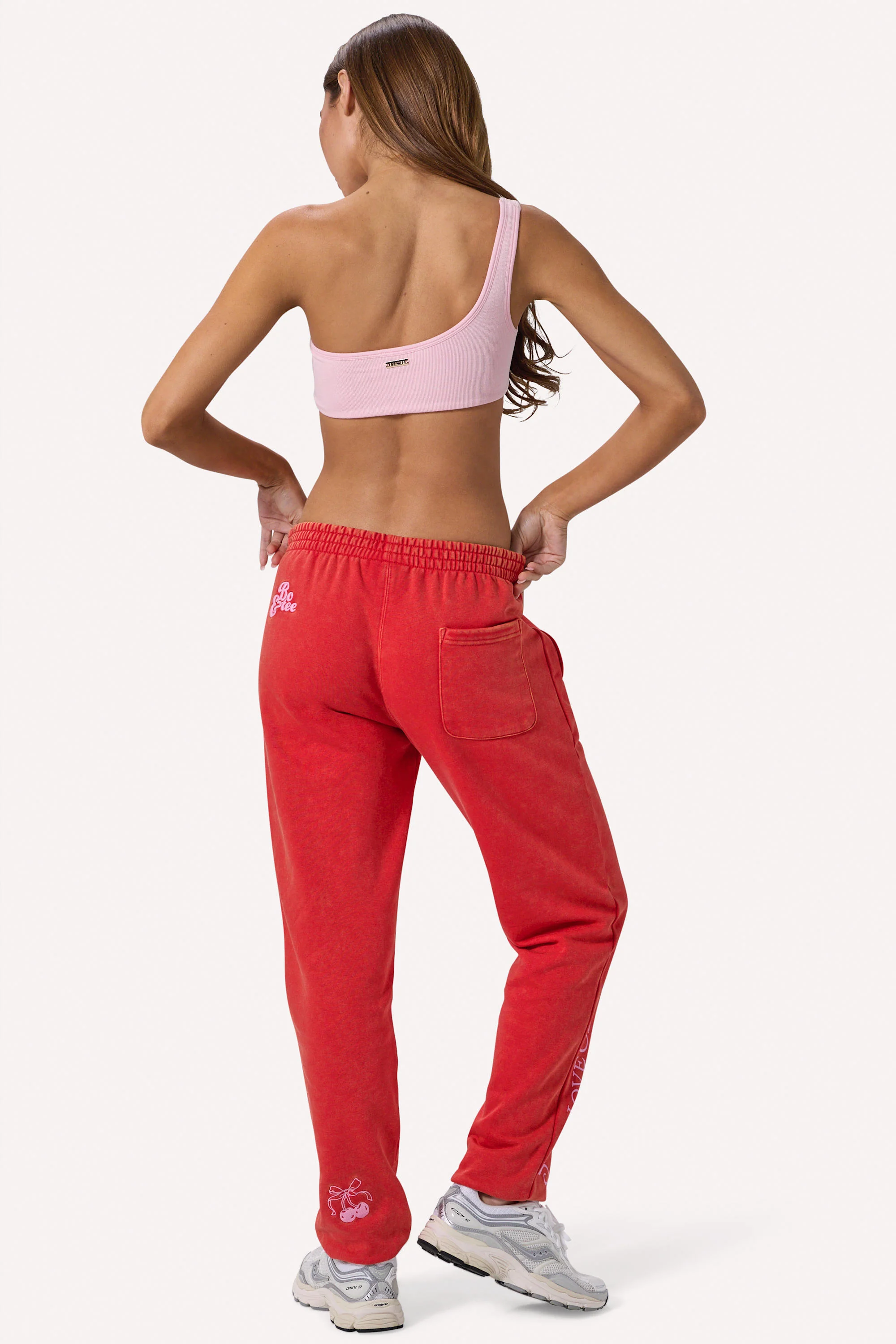 Brushed Jersey Oversized Joggers in Red - Image 2