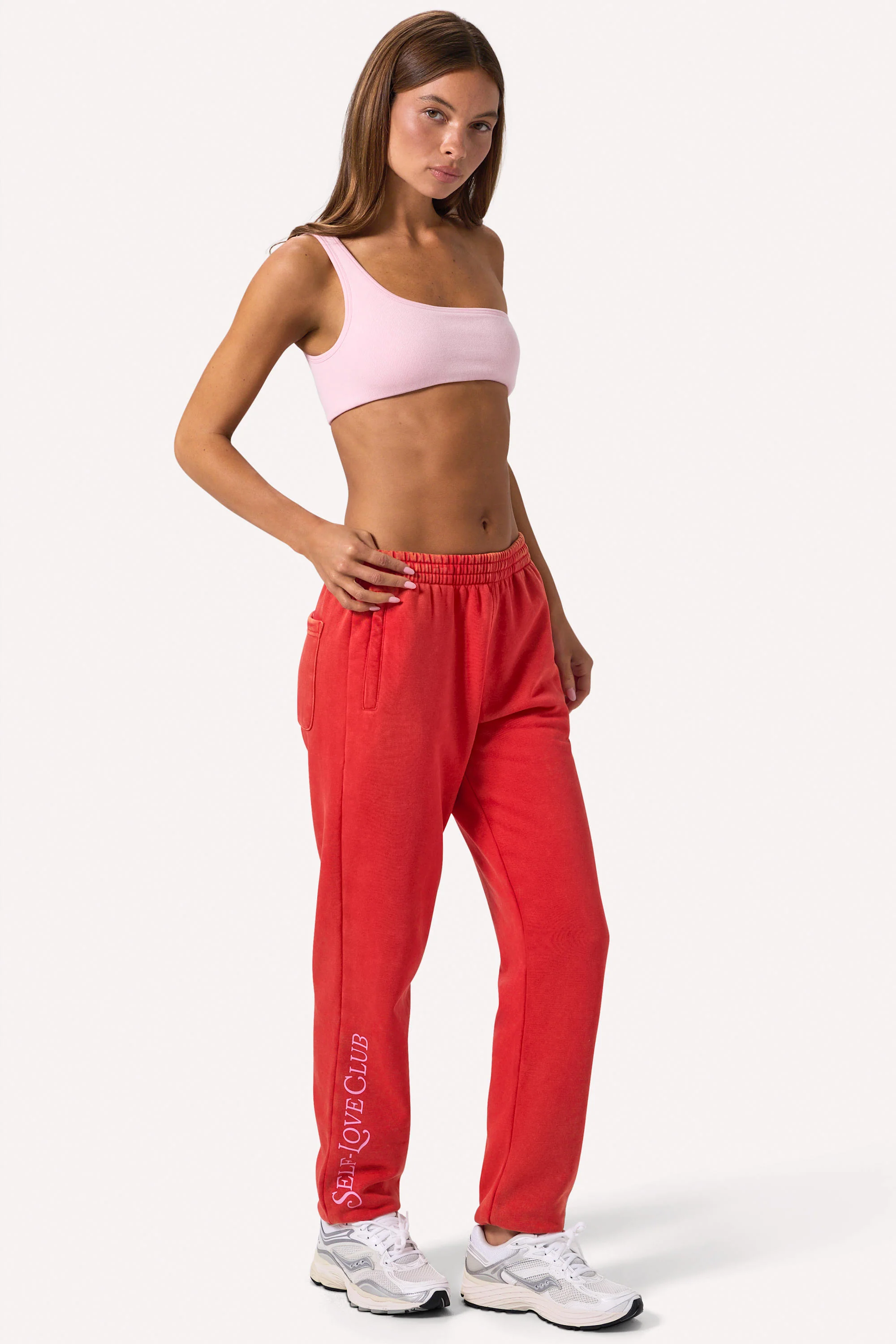 Brushed Jersey Oversized Joggers in Red - Image 4