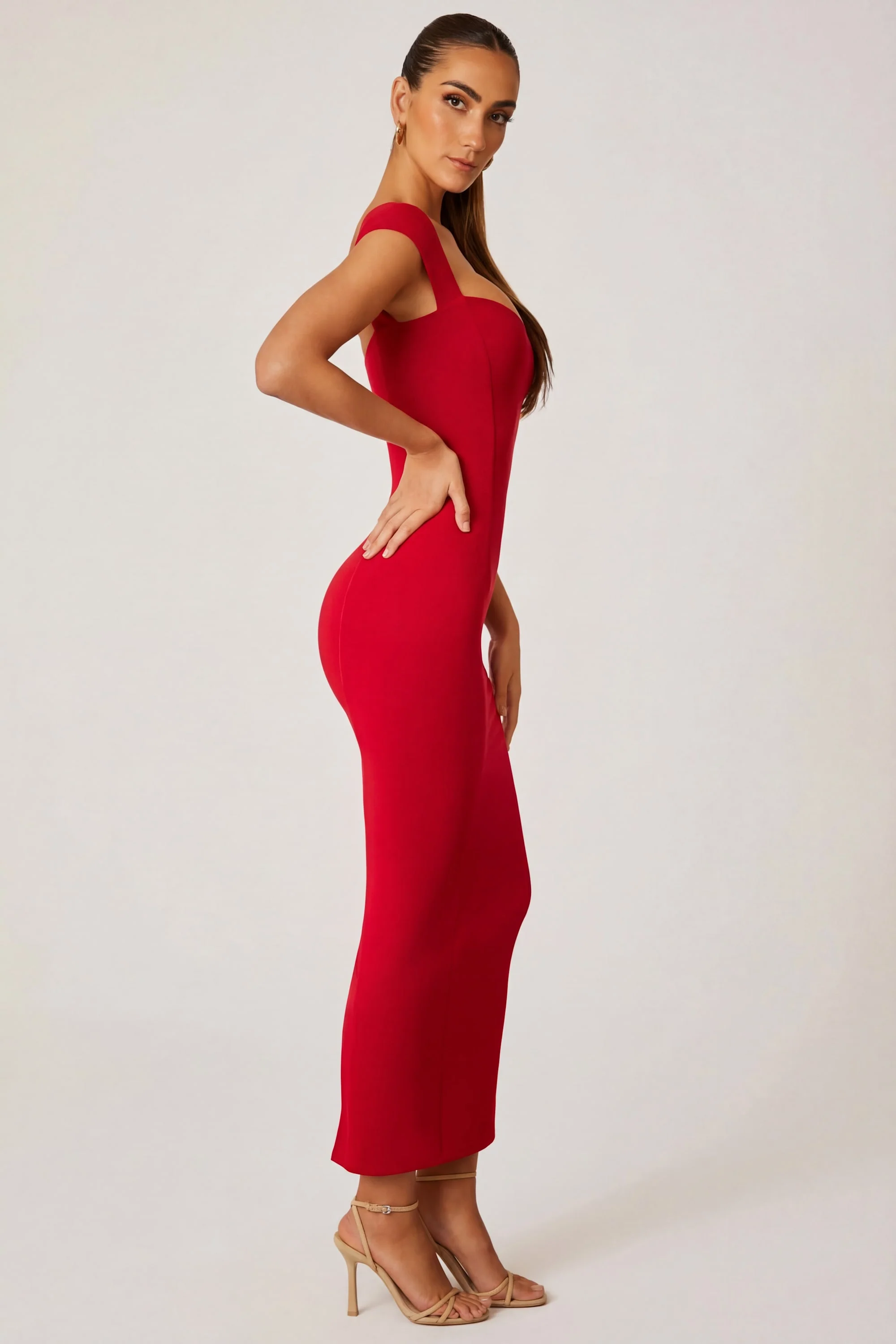 Sweetheart Neckline Maxi Dress in Red - Image 3