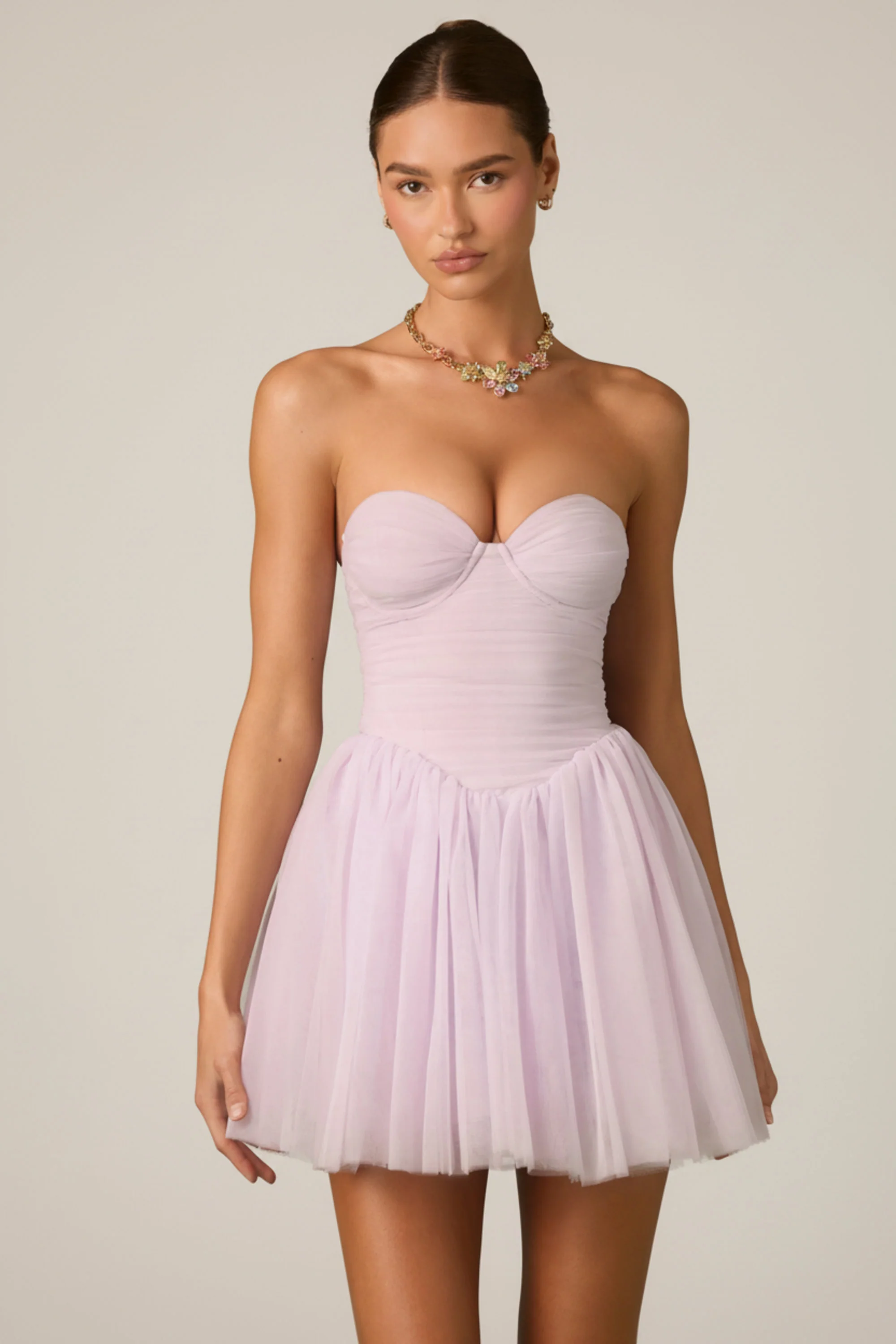 Tulle Corset Mini Dress in Lilac - Image 6