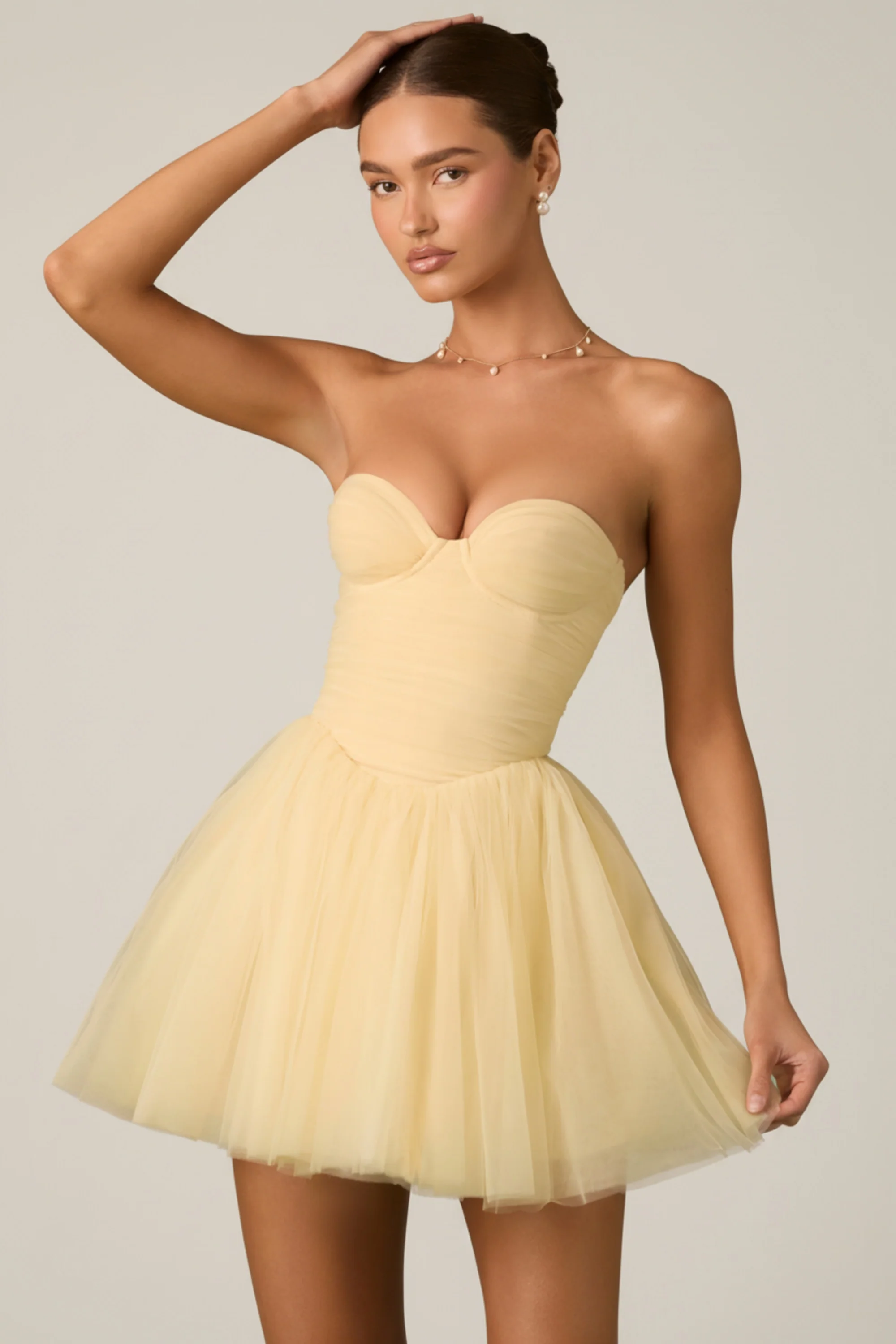 Tulle Corset Mini Dress in Yellow - Image 6