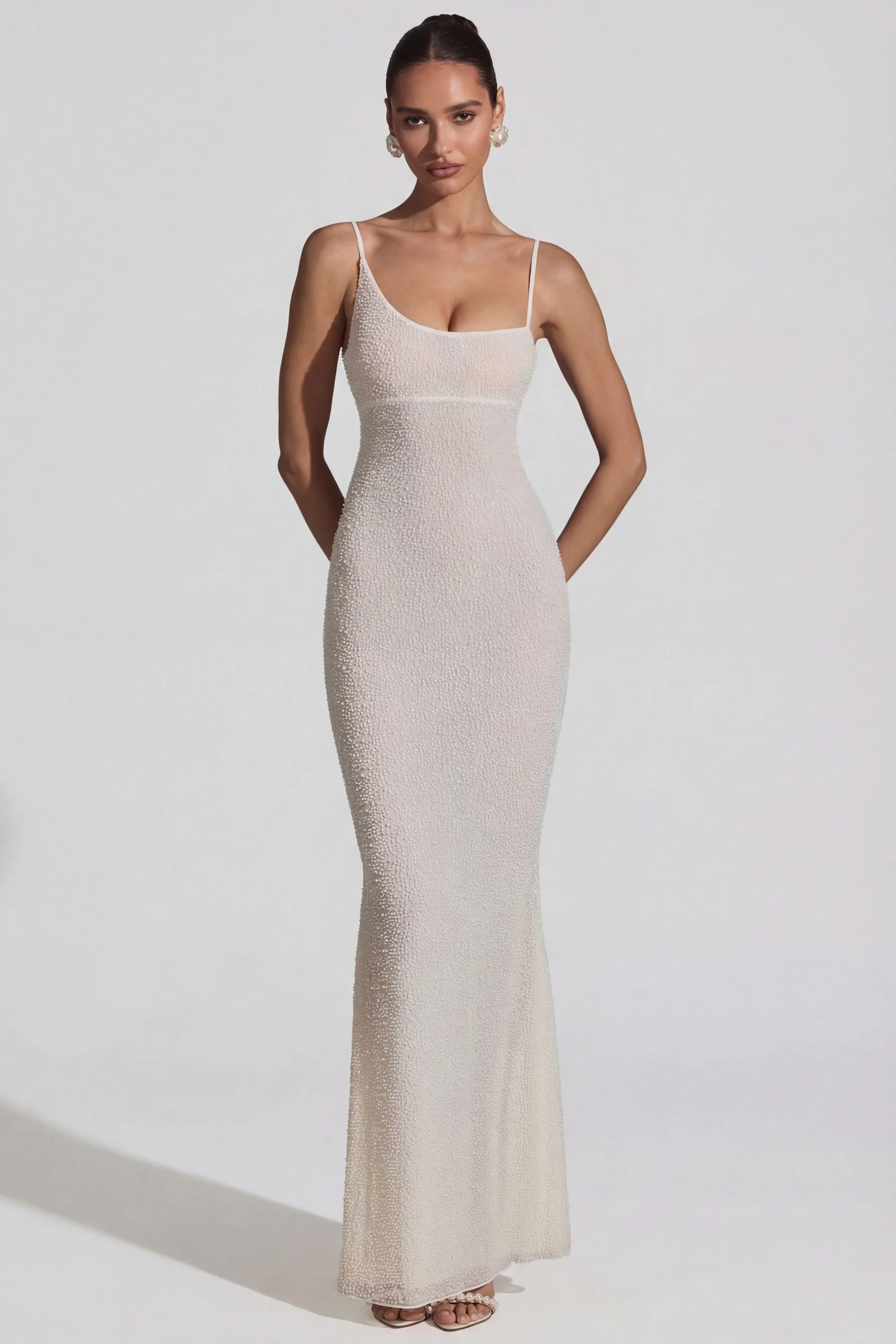 Embellished Backless Maxi Dress in White - Image 6