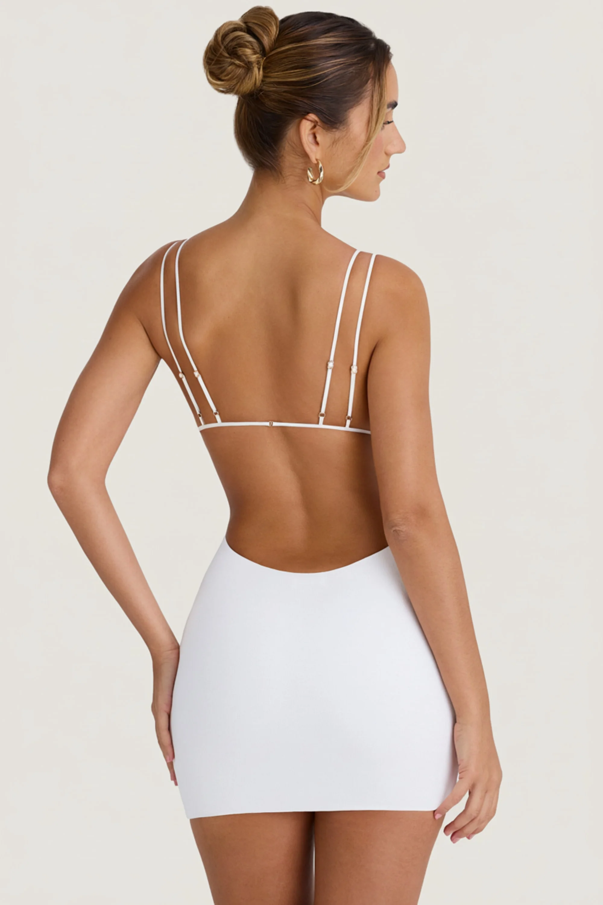 Cut-Out Open-Back Mini Dress in White - Image 2