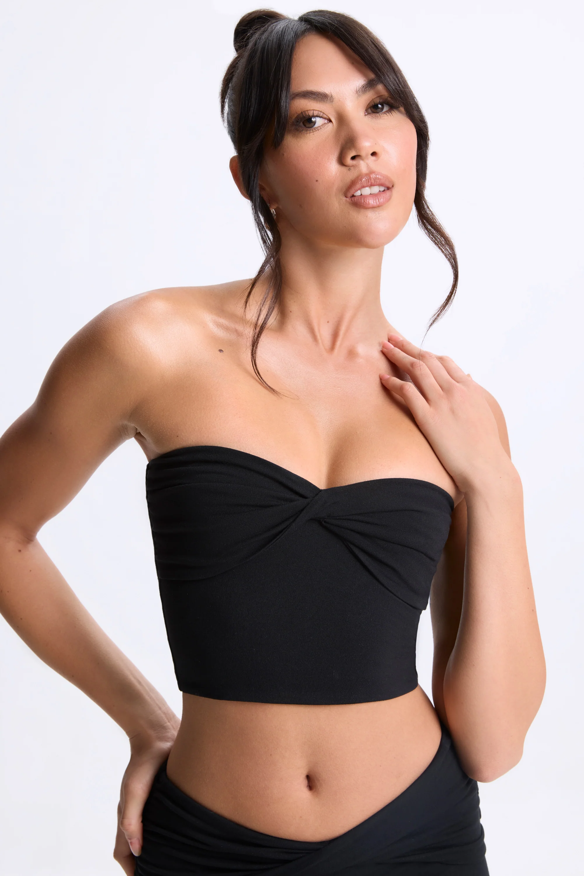 Modal Twist-Front Bandeau Top in Black - Image 7