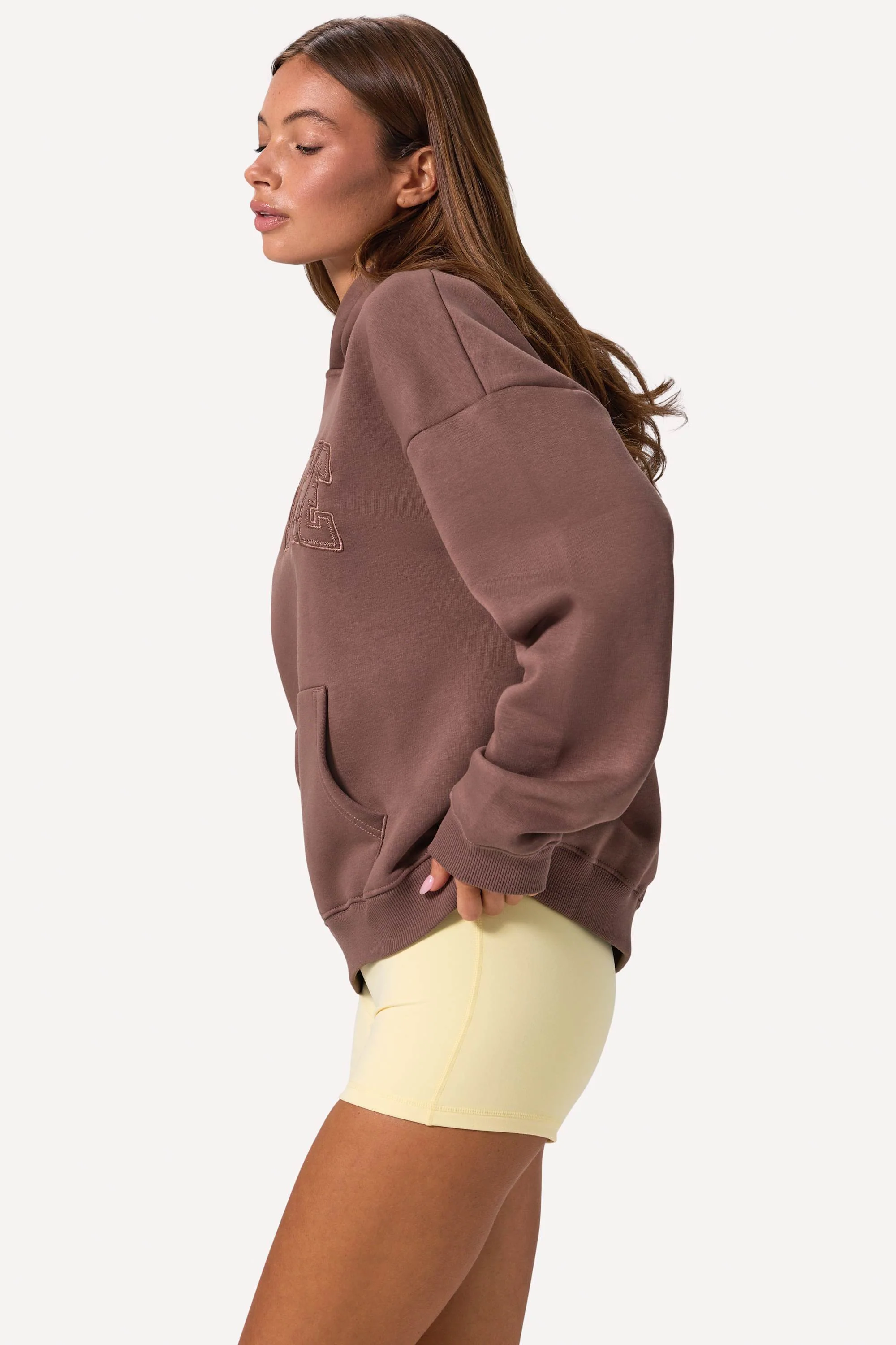 Embroidered Oversized Hoodie in Cocoa - Image 3
