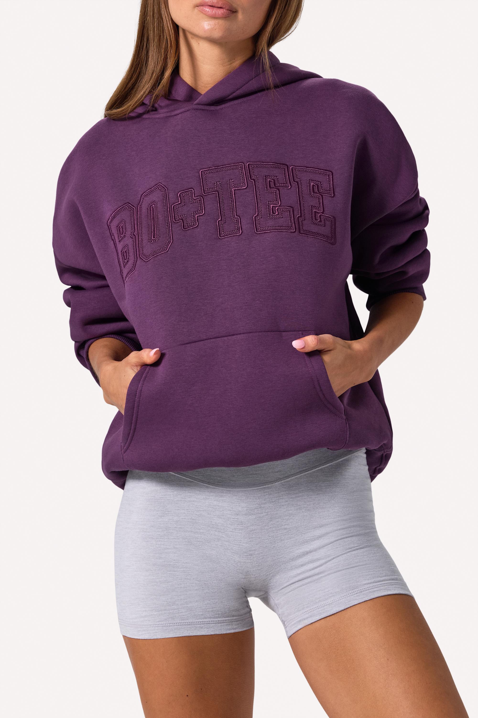 Embroidered Oversized Hoodie in Plum - Image 3