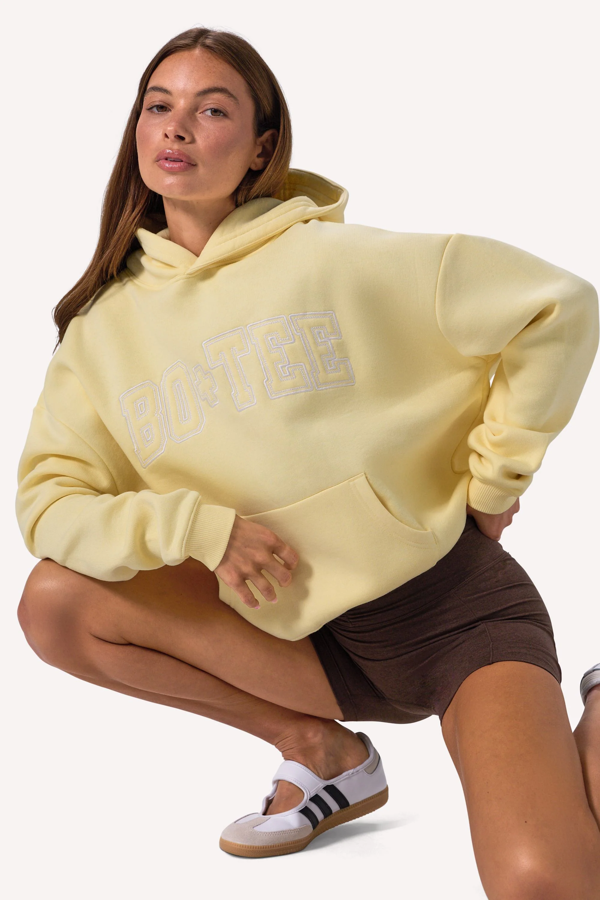 Embroidered Oversized Hoodie in Soft Yellow - Image 4