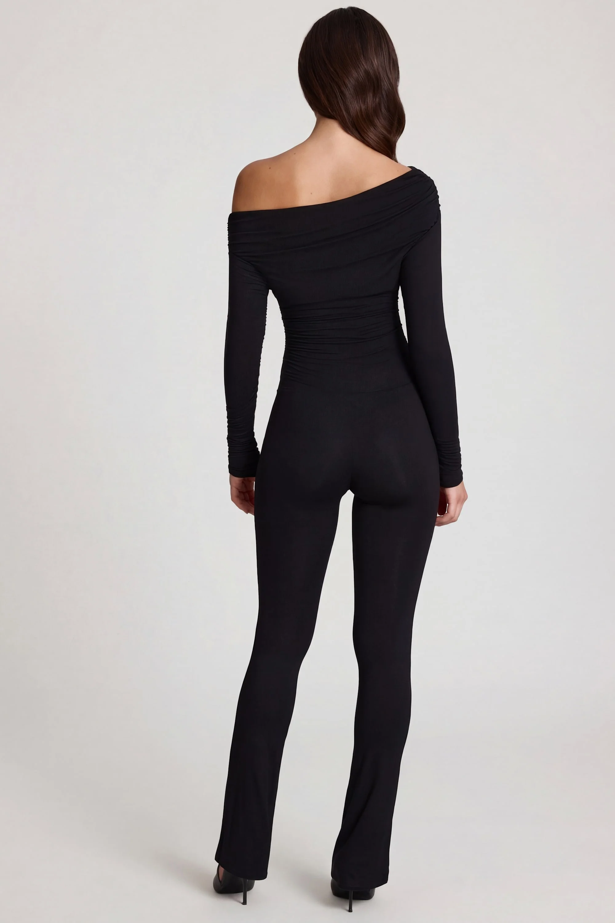 Modal Off-Shoulder Long-Sleeve Jumpsuit in Black - Image 2