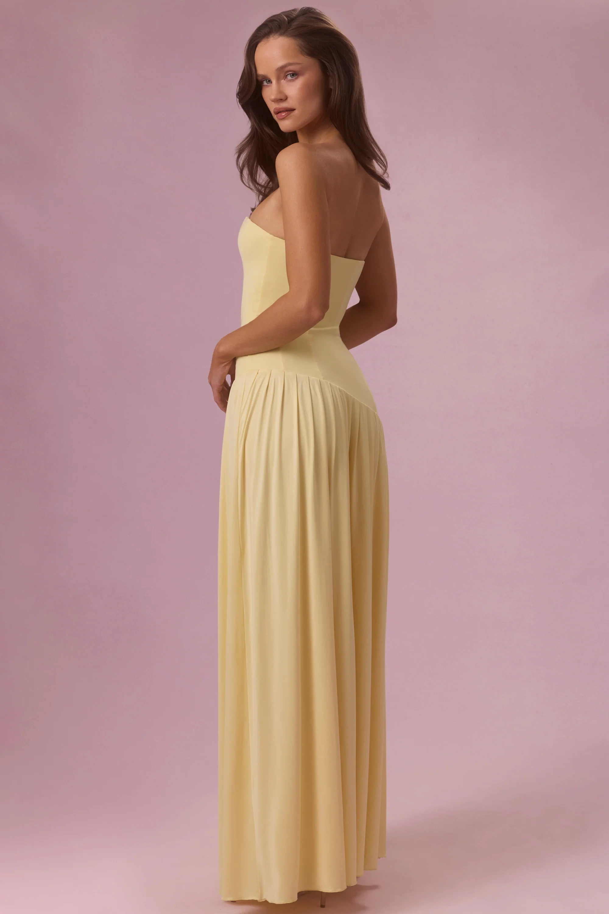 Jersey Strapless Gown in Butter - Image 2