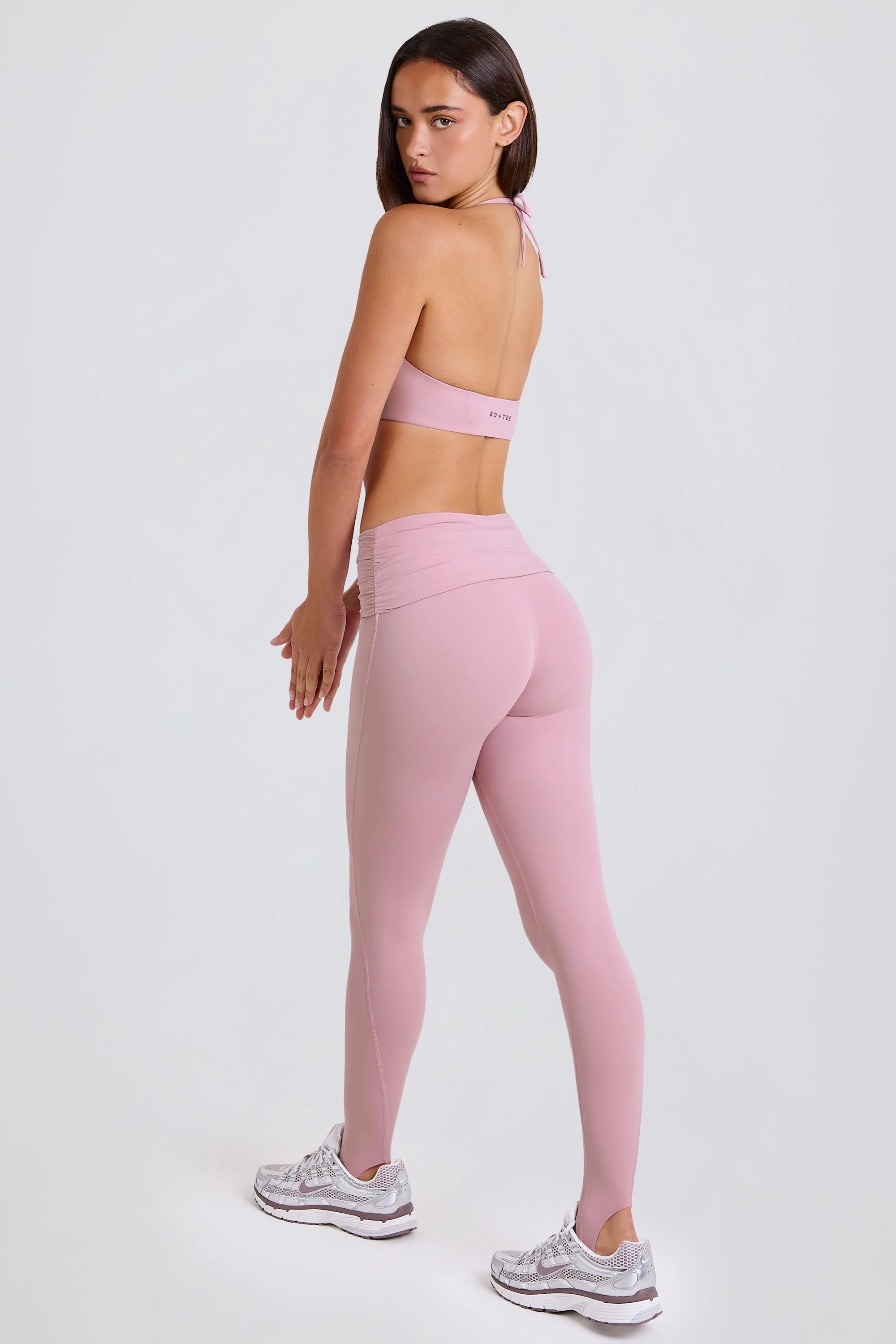 Foldover Mid-Rise Stirrup Leggings in Mauve - Image 2