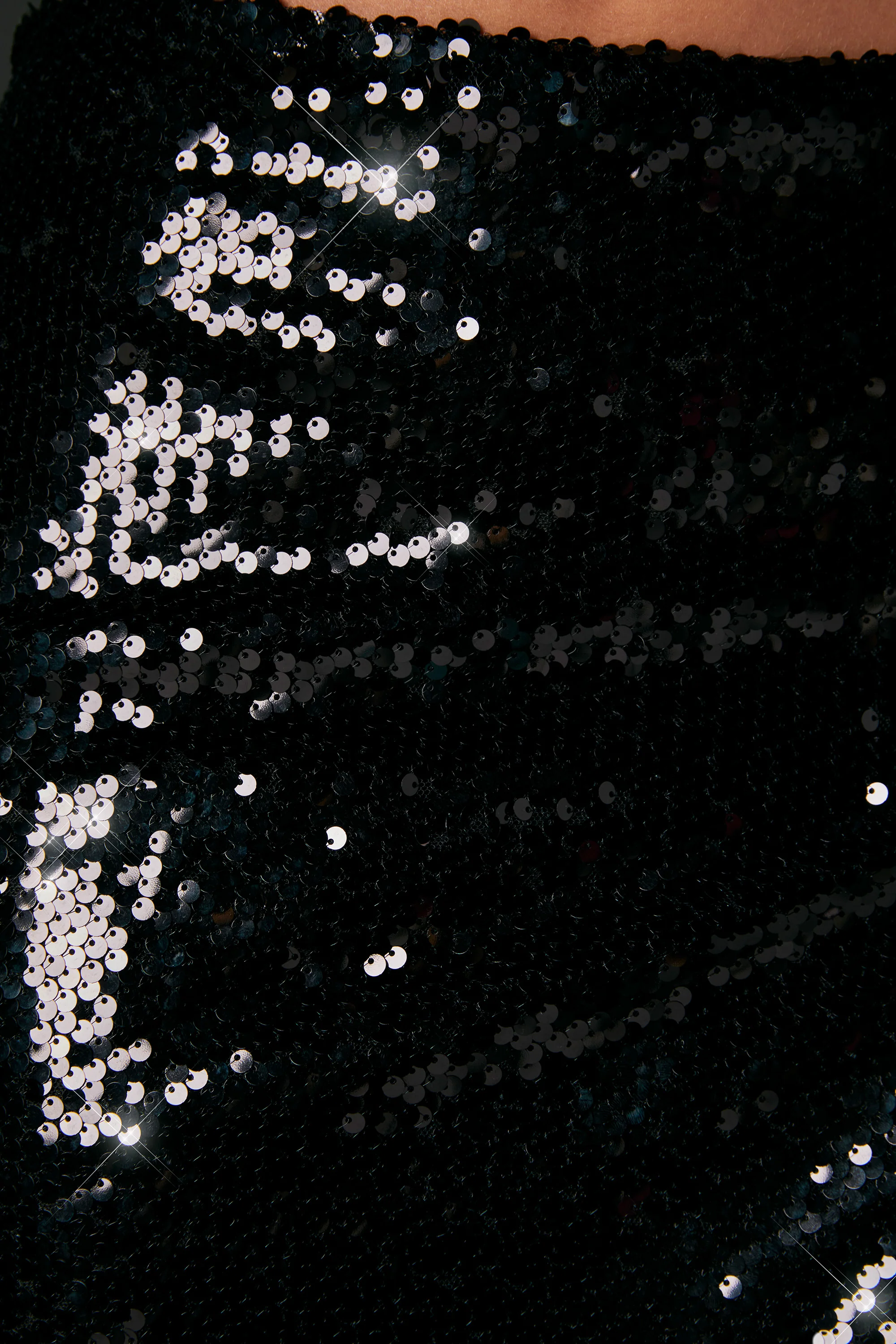 Flat Sequin Thigh Split Maxi Skirt in Black - Image 4