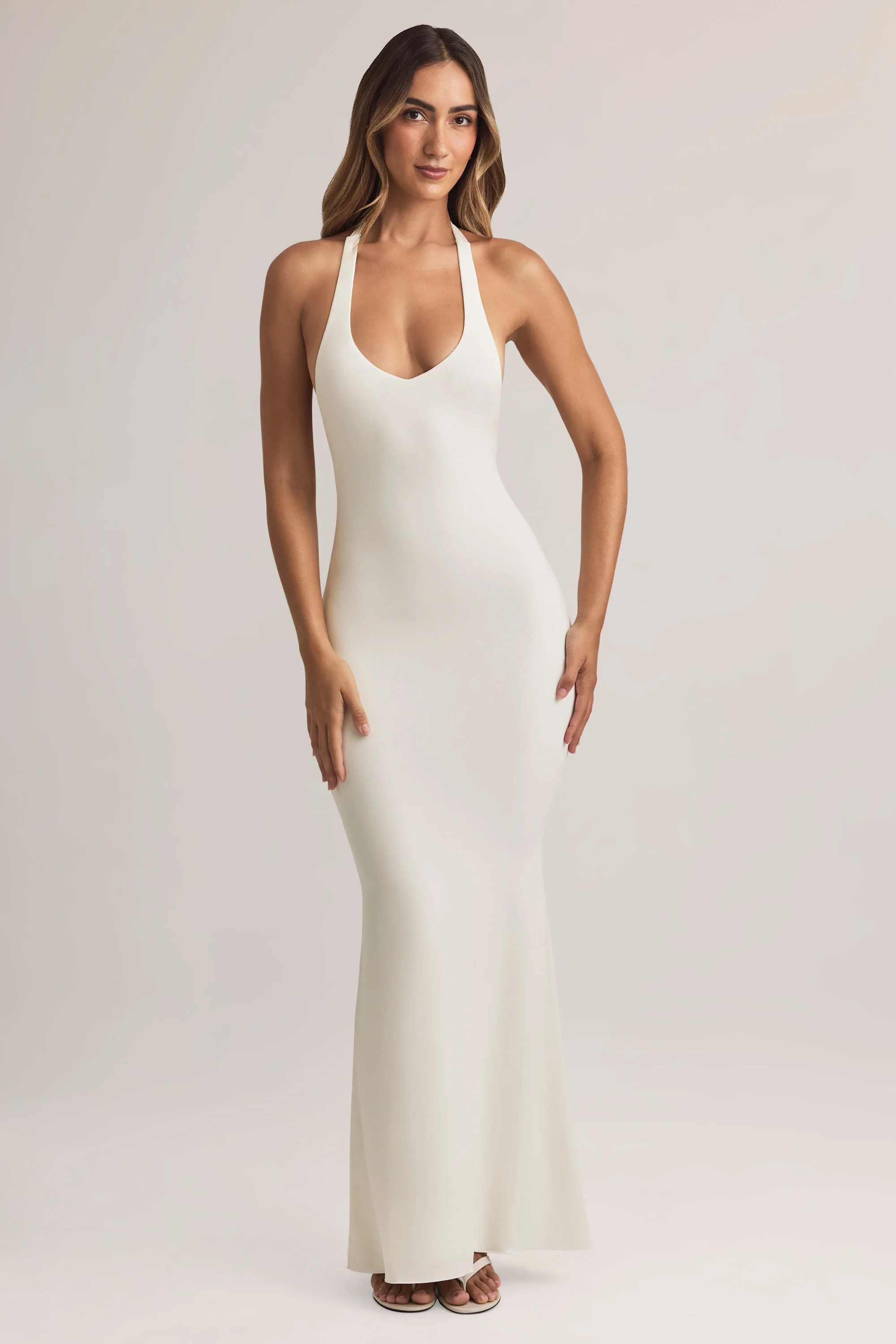 Modal Halterneck Maxi Dress in White - Image 6