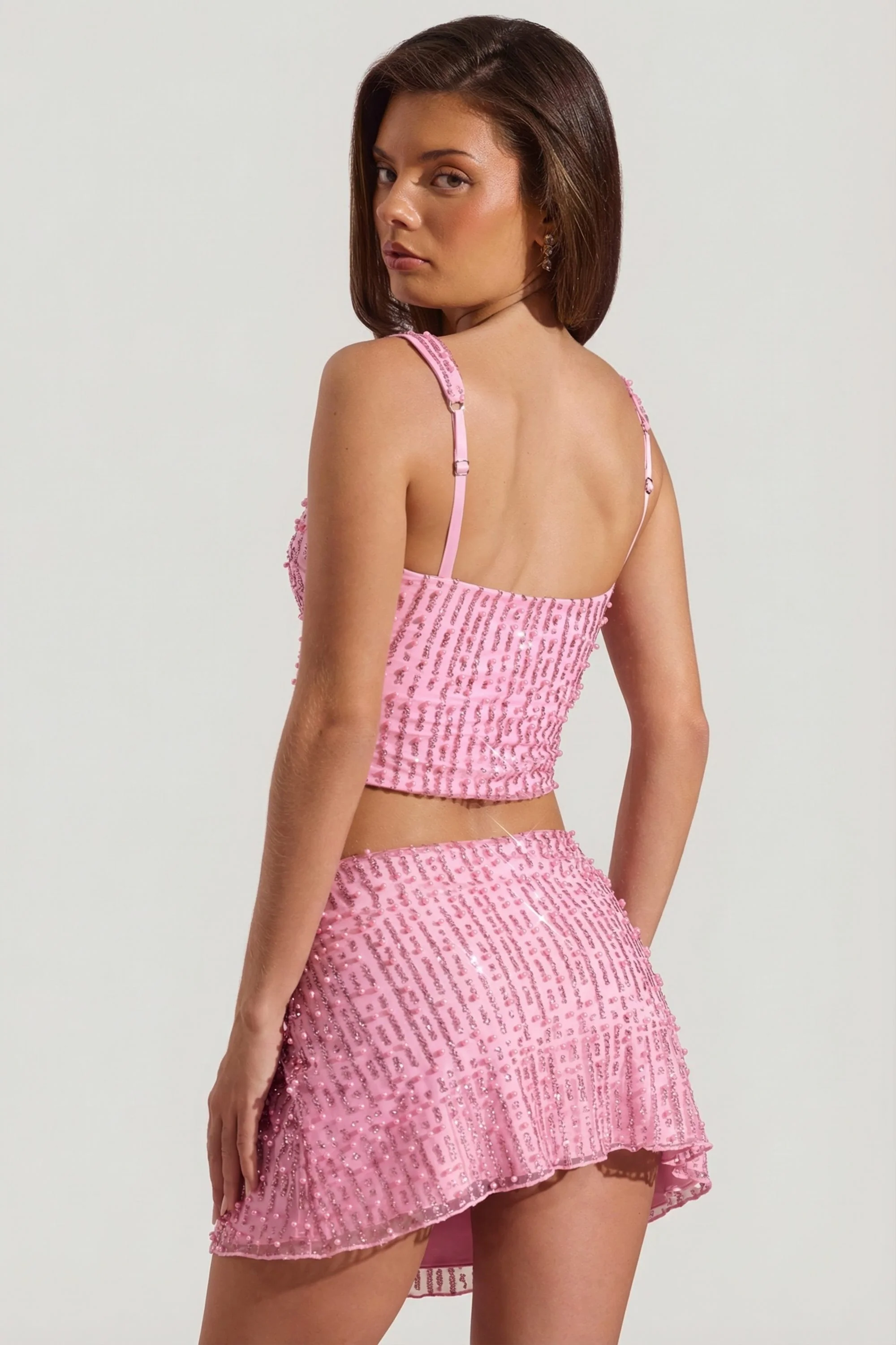 Embellished Low-Rise Mini Skirt in Pink - Image 8