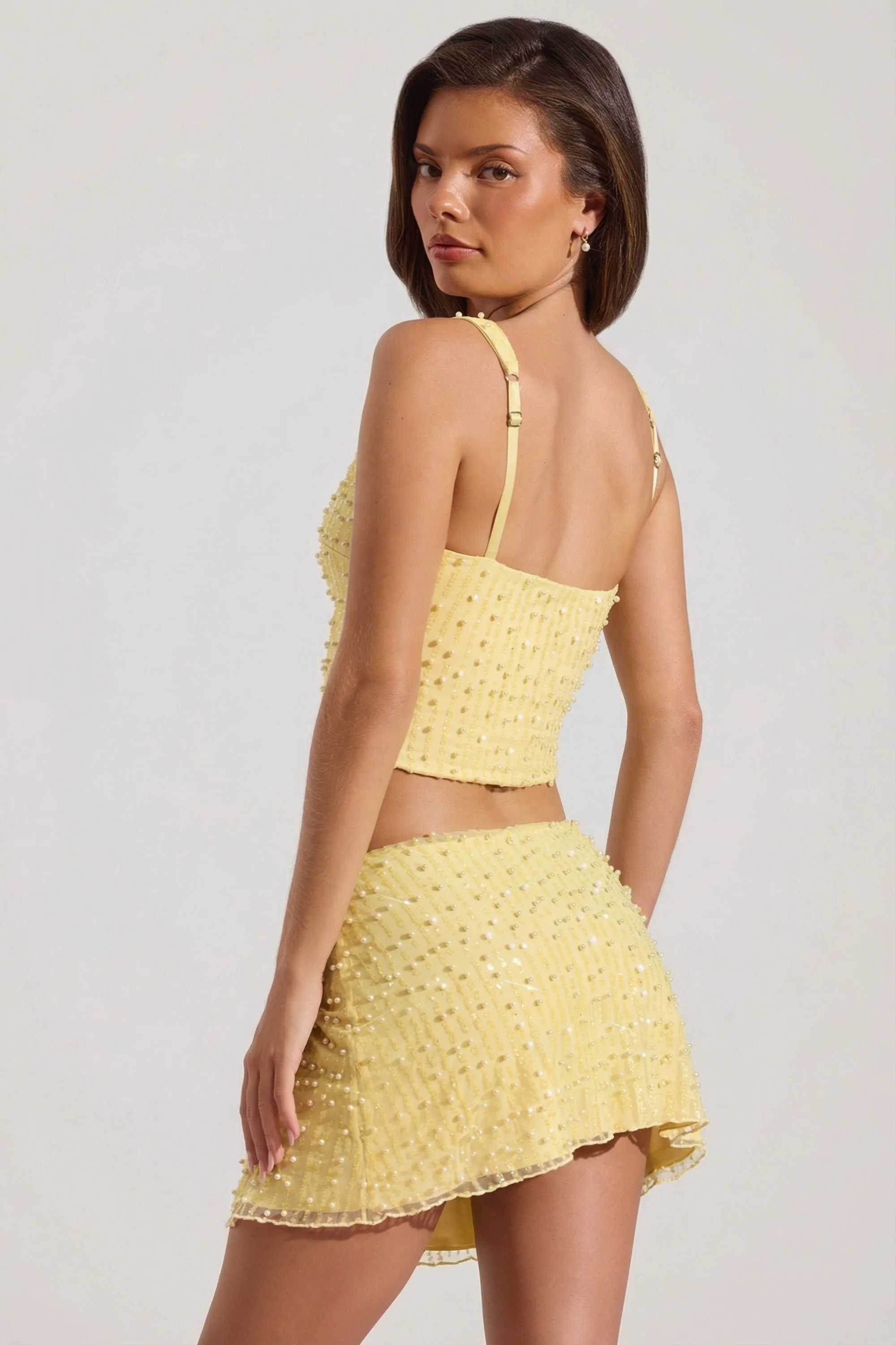 Embellished Low-Rise Mini Skirt in Yellow - Image 4