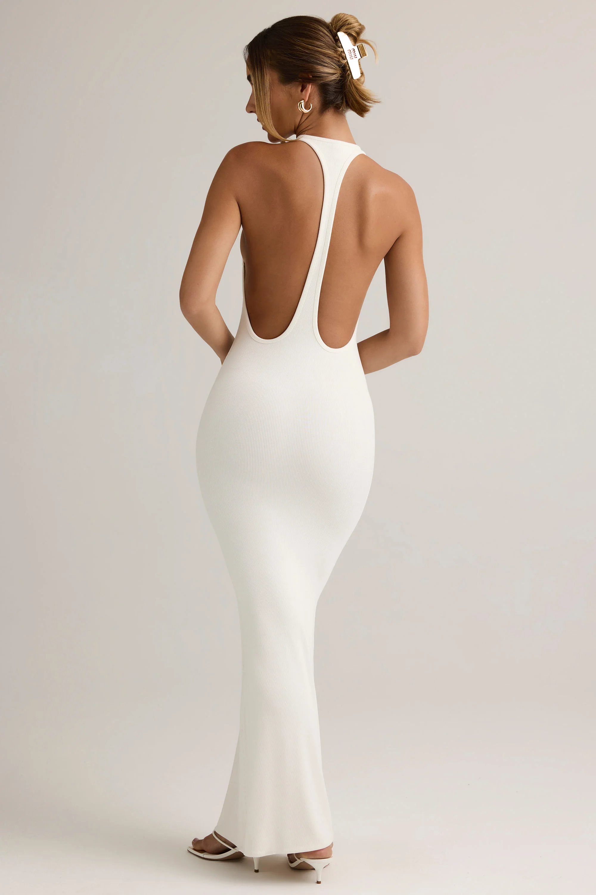 Modal Racerback Maxi Dress in White - Image 3