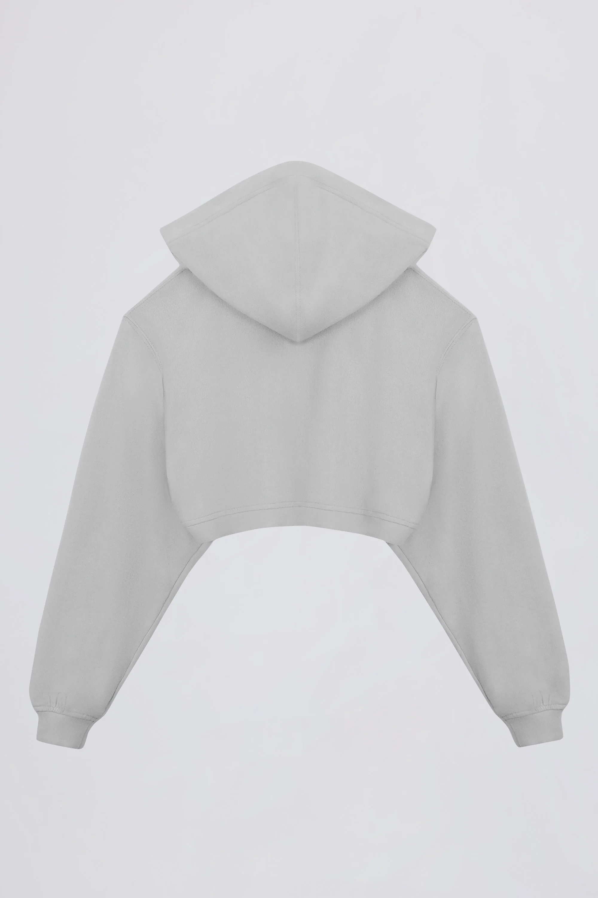 Brushed Jersey Hooded Cropped Shrug in Fog Grey - Image 3