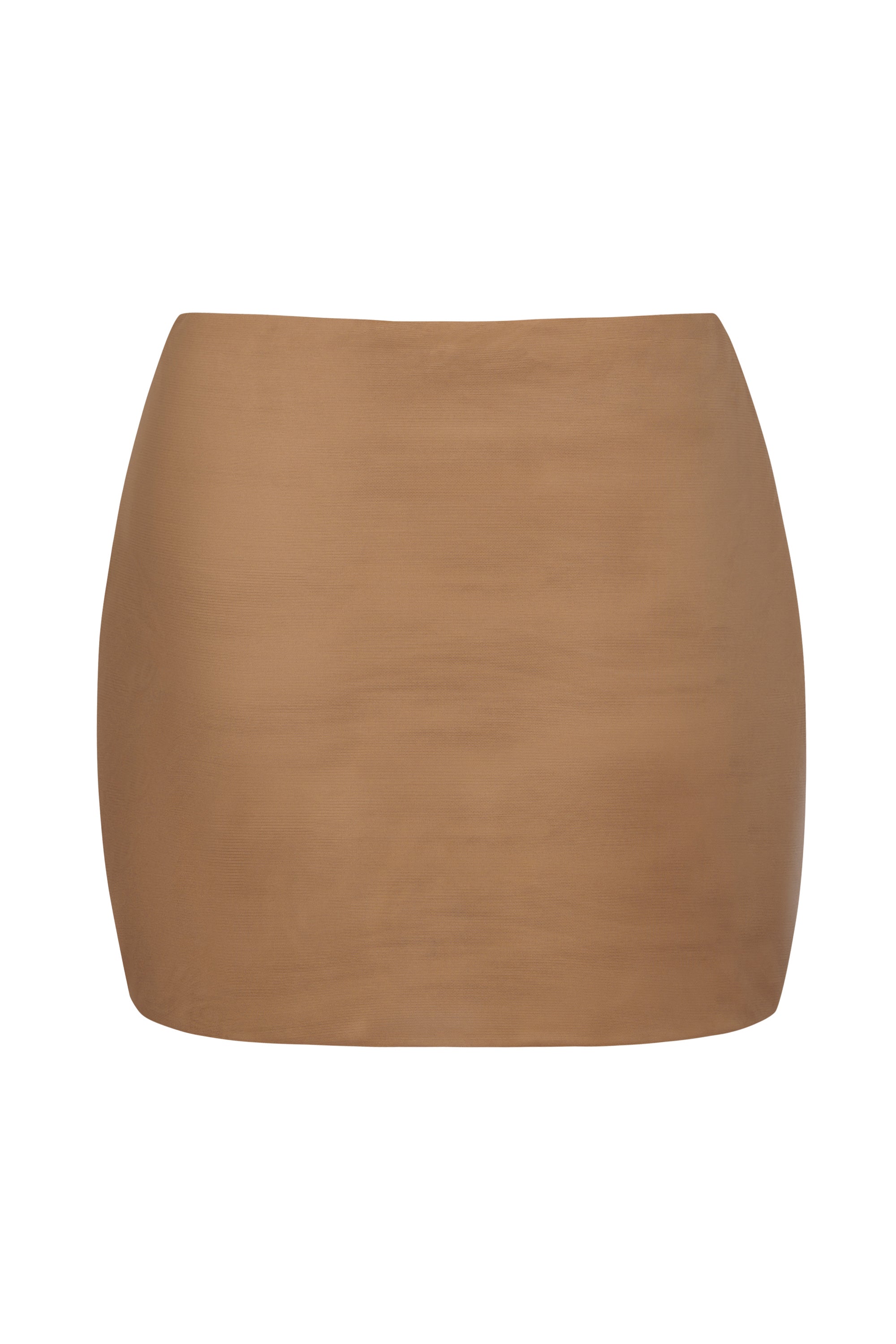 Soft Mesh Low-Rise Micro Mini Slip Skirt in Almond - Image 2