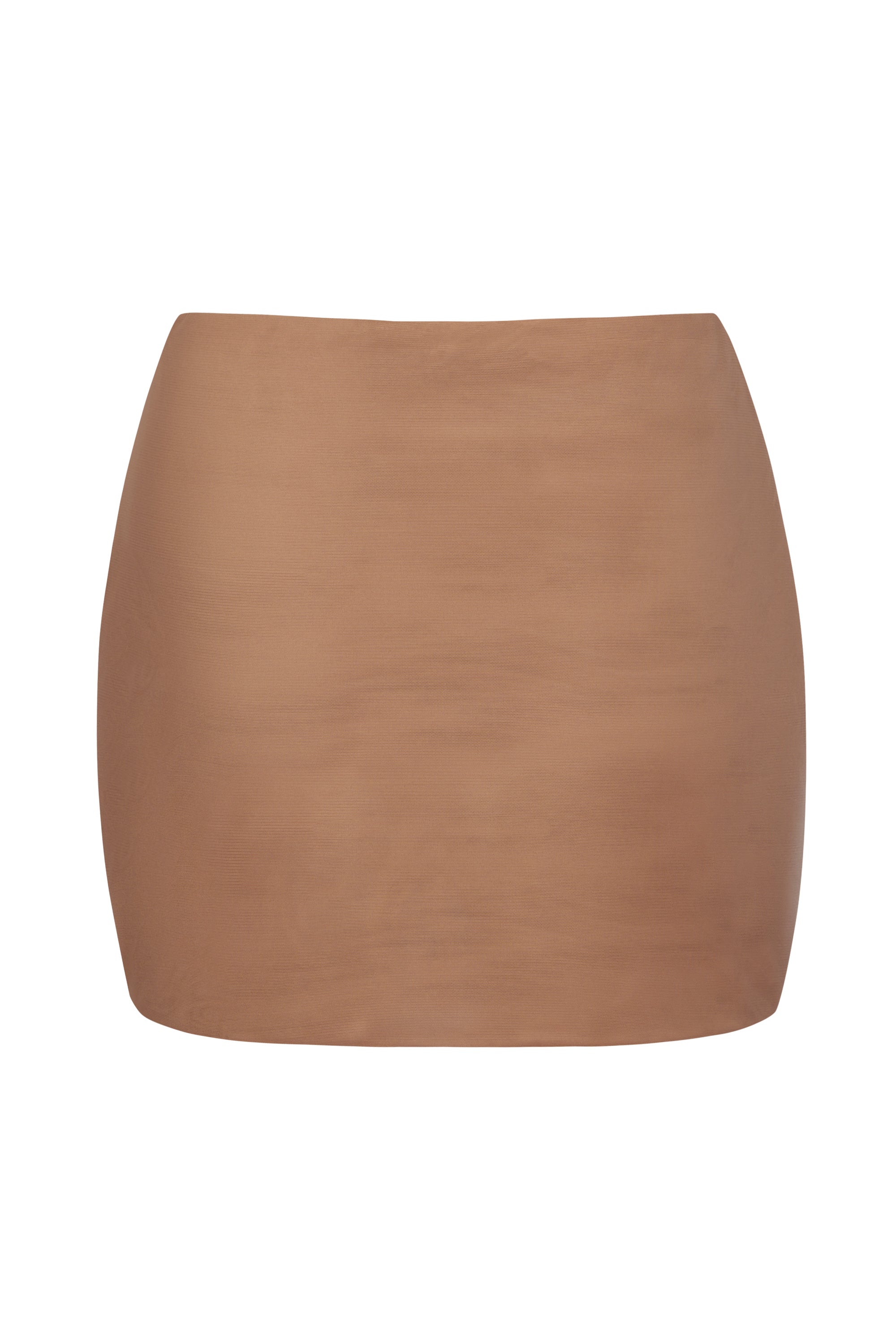 Soft Mesh Low-Rise Micro Mini Slip Skirt in Honey - Image 2