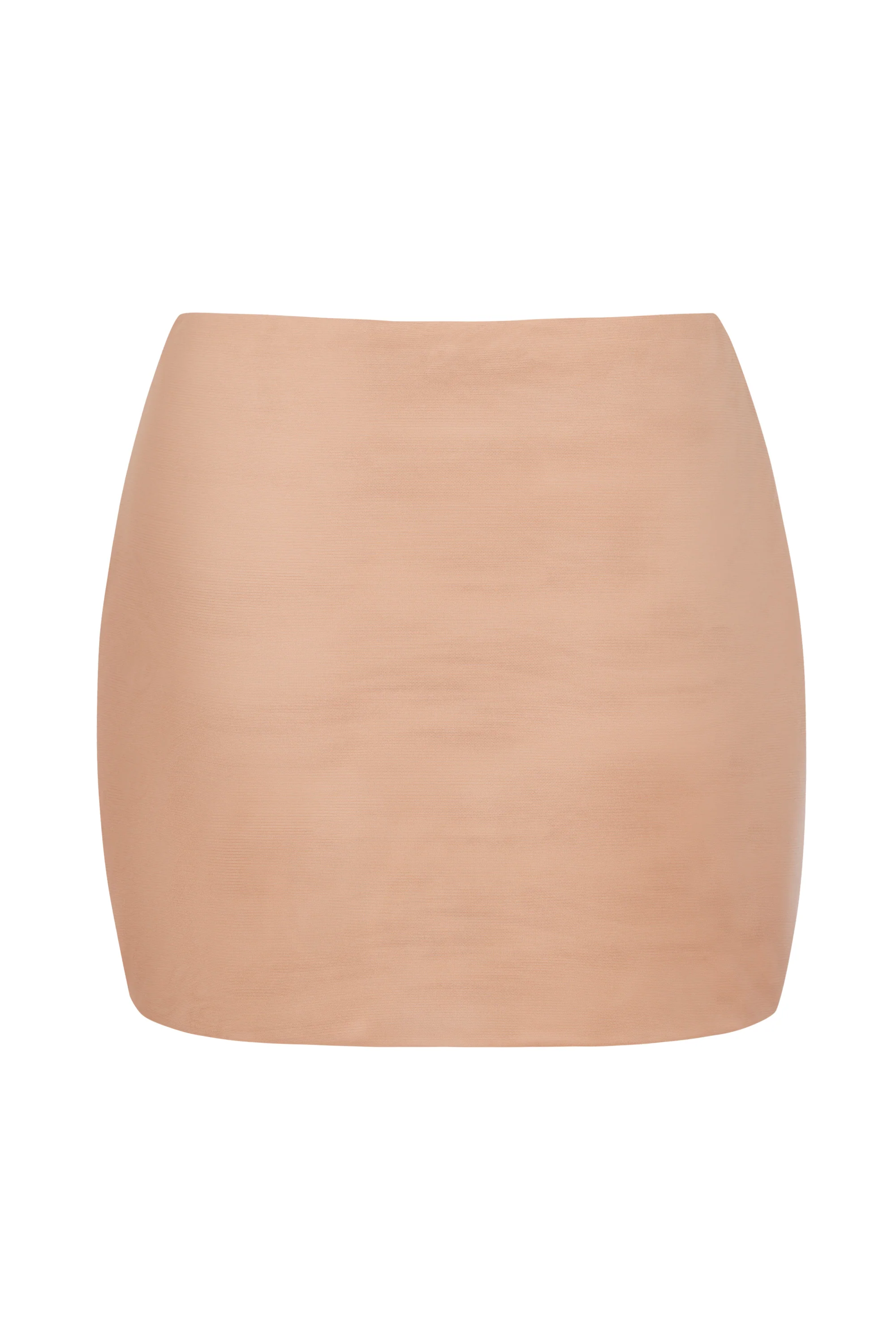 Soft Mesh Low-Rise Micro Mini Slip Skirt in Warm Peach - Image 2