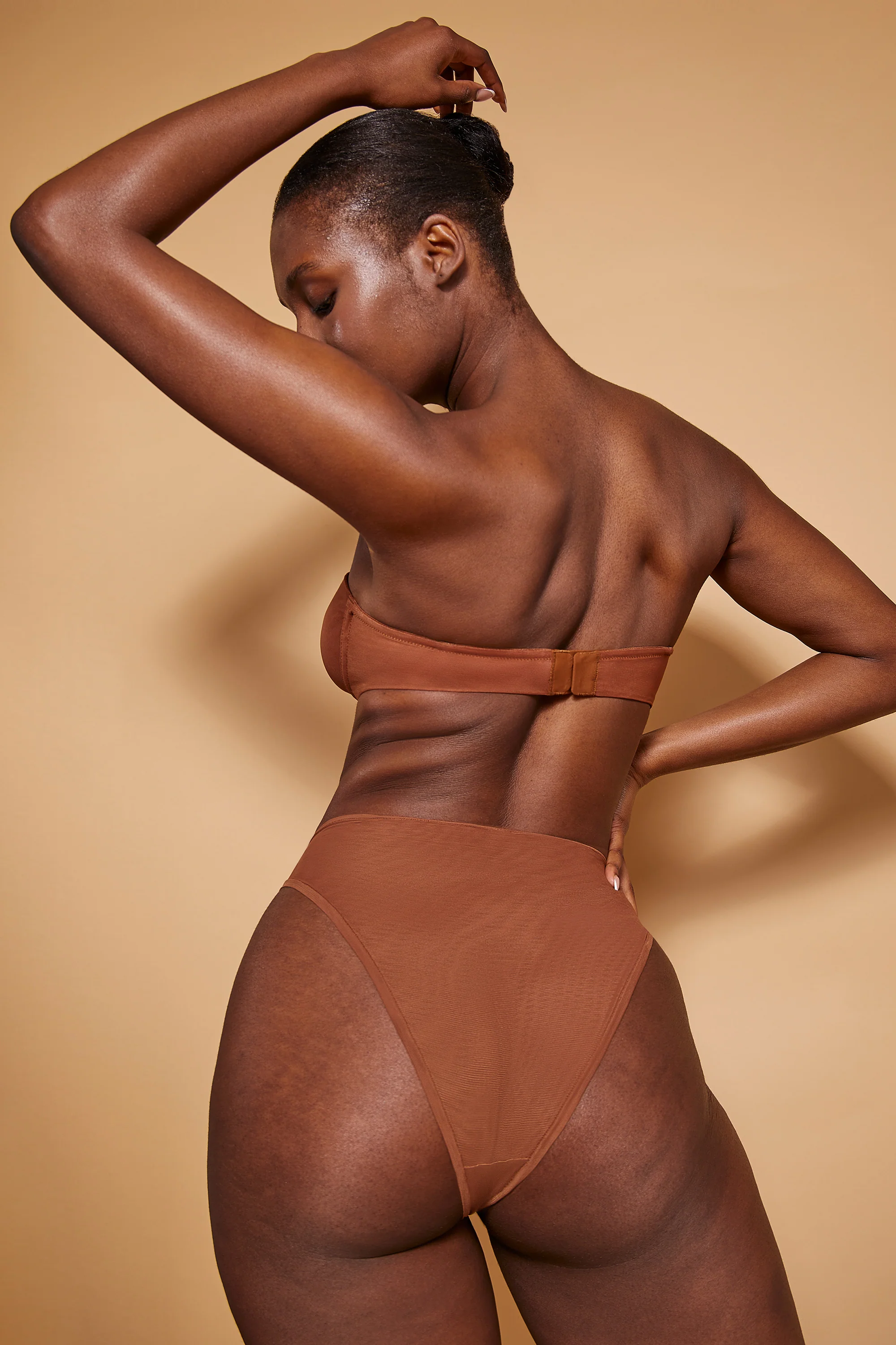 Soft Mesh High Waisted Knicker in Chestnut - Image 4