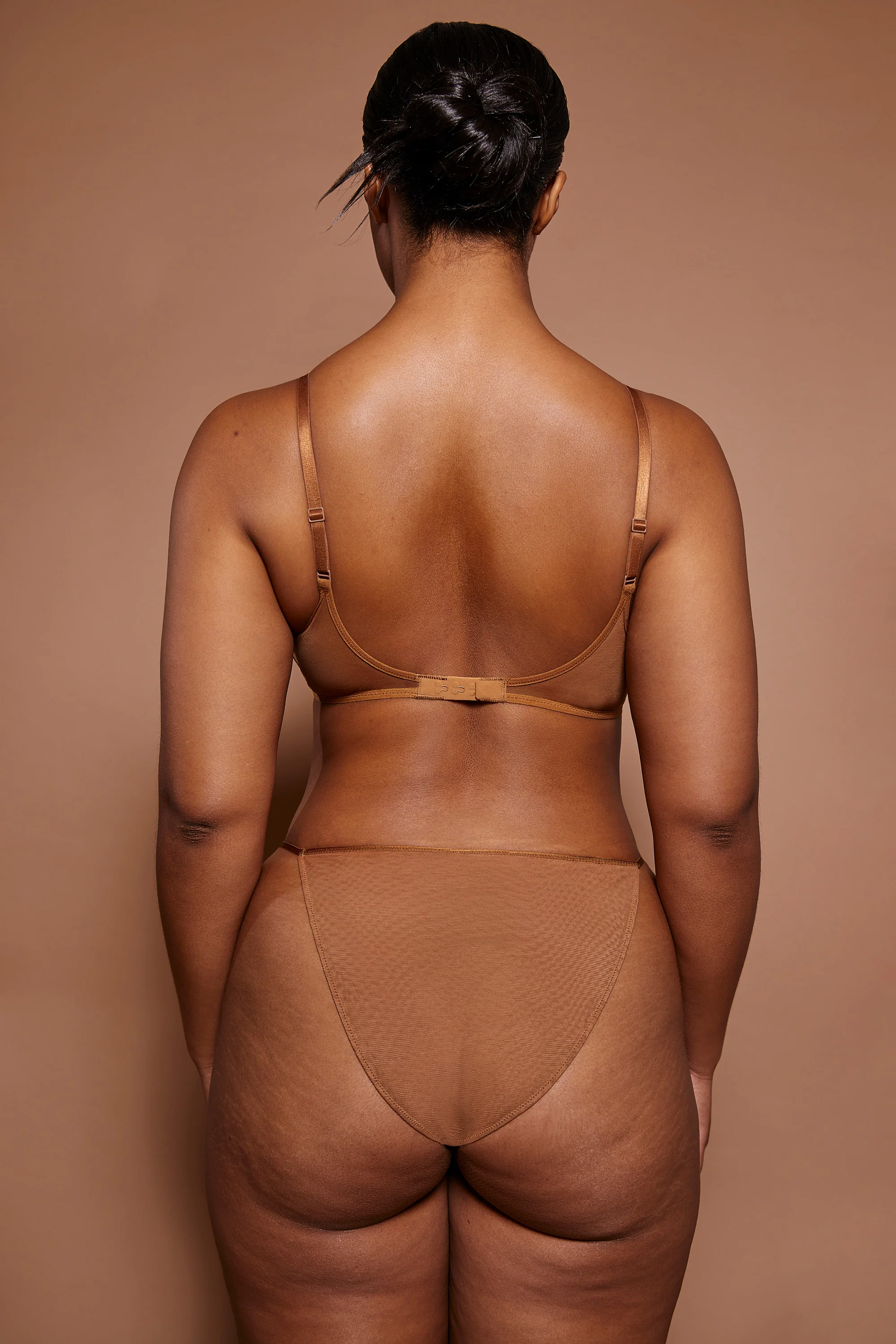 Soft Mesh String Bikini in Almond - Image 4