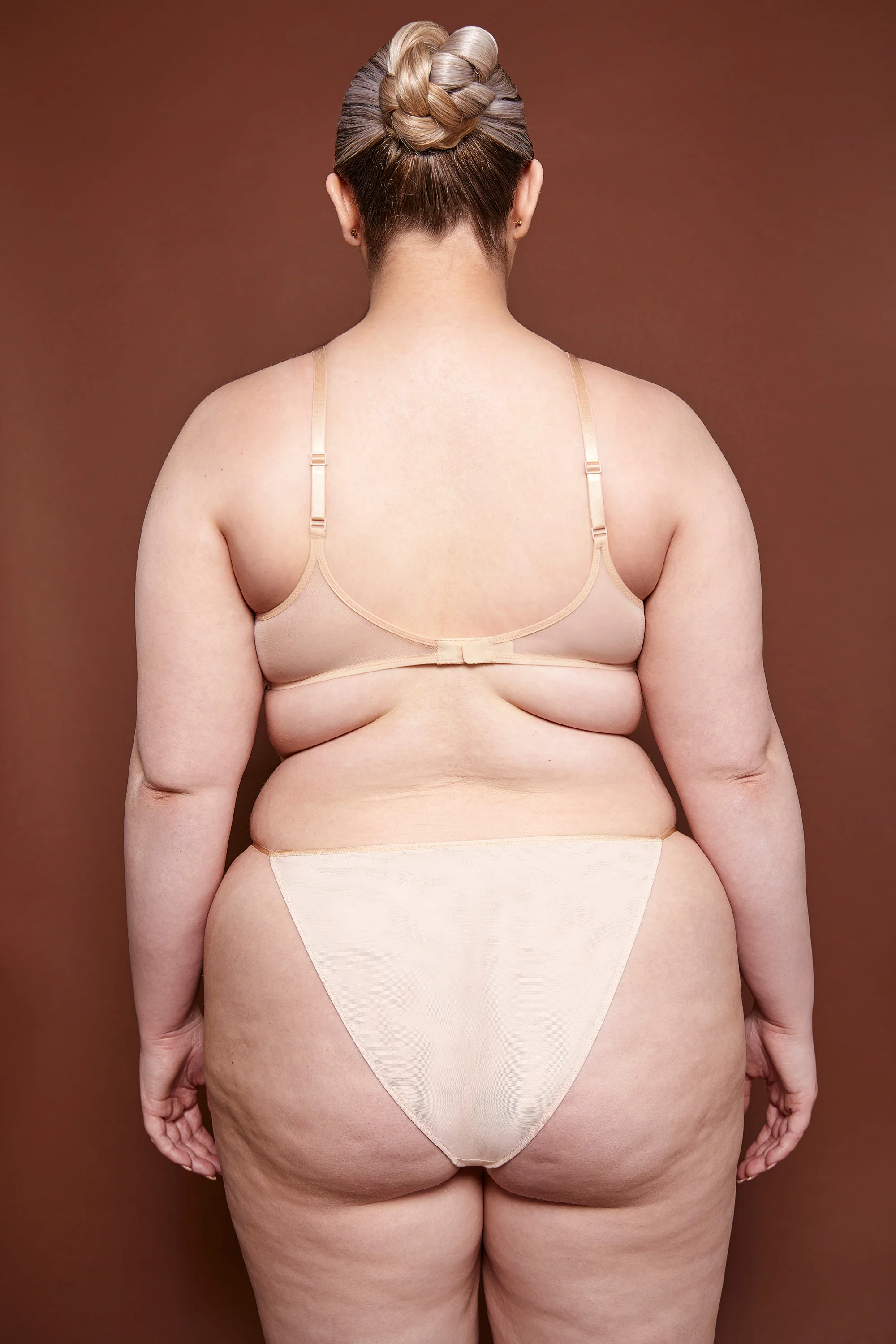 Soft Mesh String Bikini in Beige - Image 3