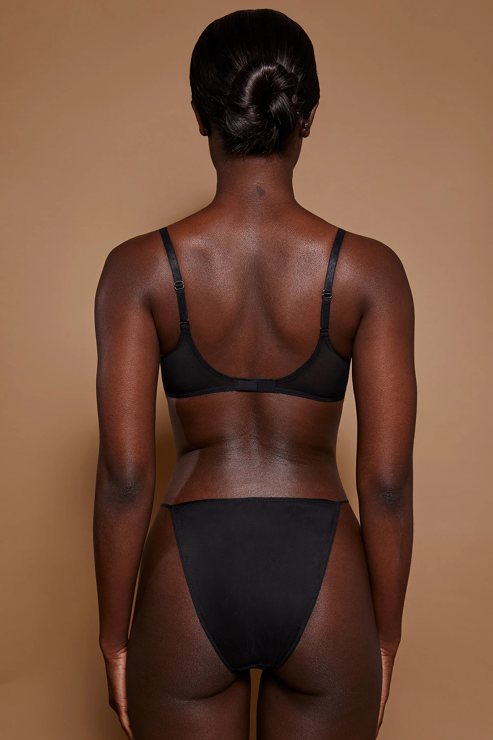 Soft Mesh String Bikini in Black - Image 3
