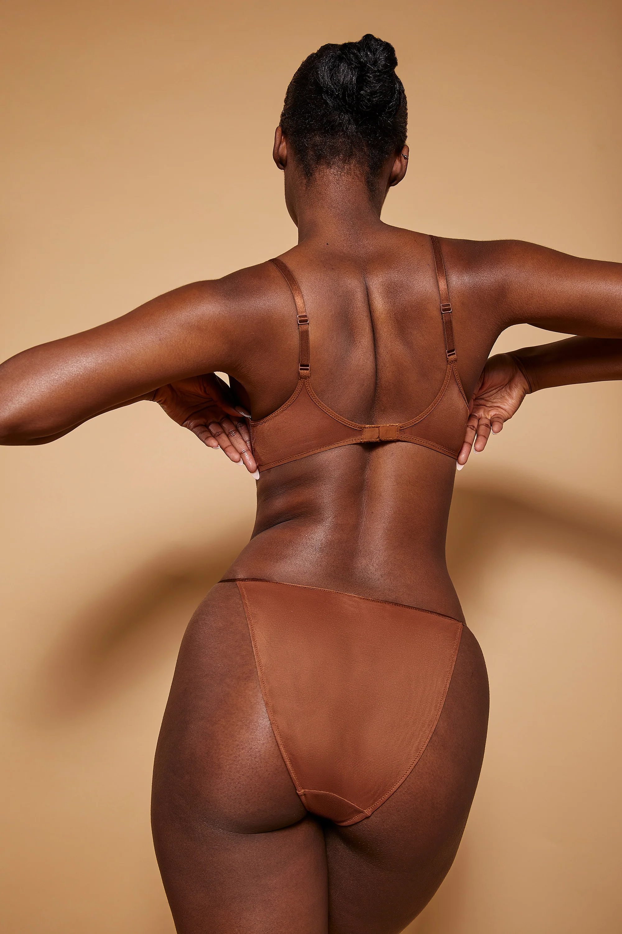 Soft Mesh String Bikini in Chestnut - Image 3