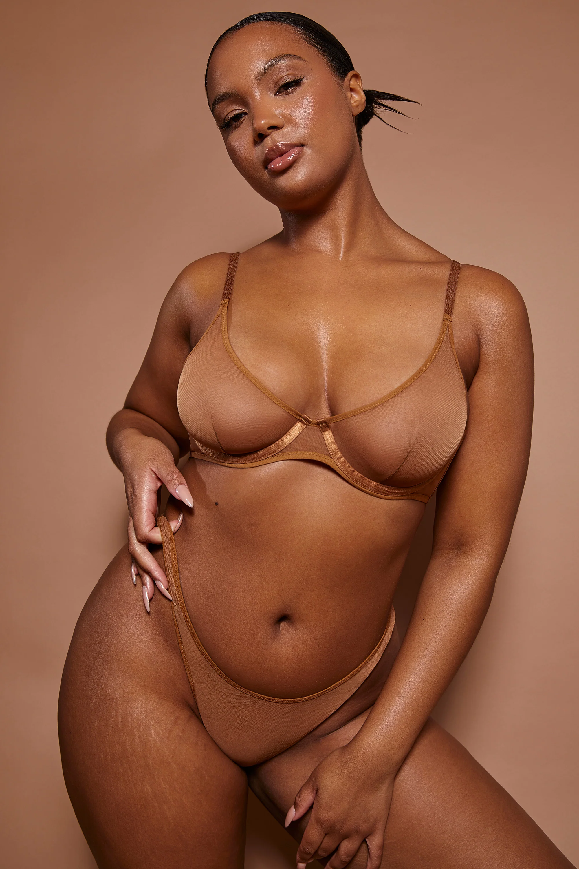 Soft Mesh Thong in Almond - Image 6