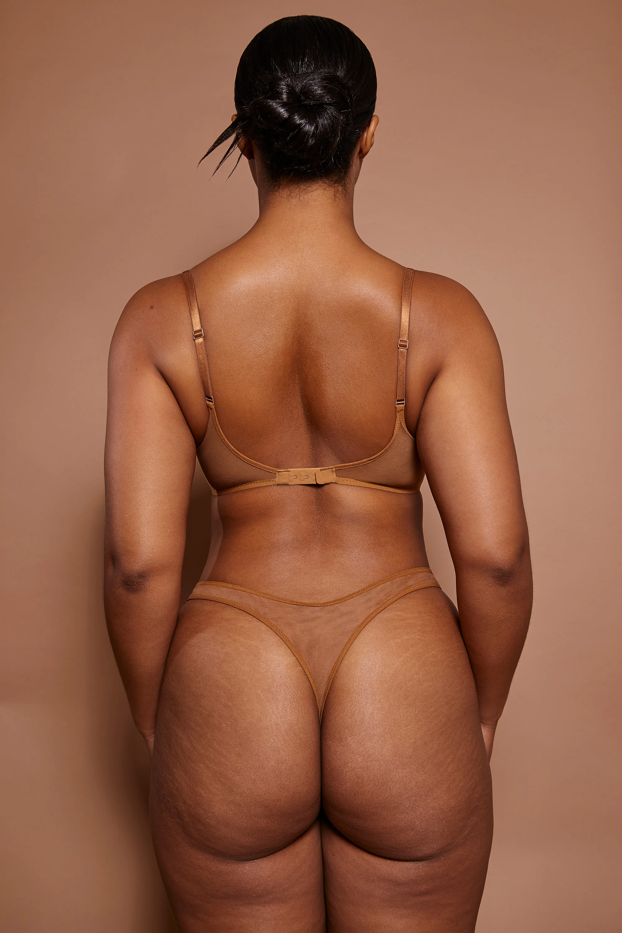 Soft Mesh Single Layer Underwired Bra in Almond - Image 3