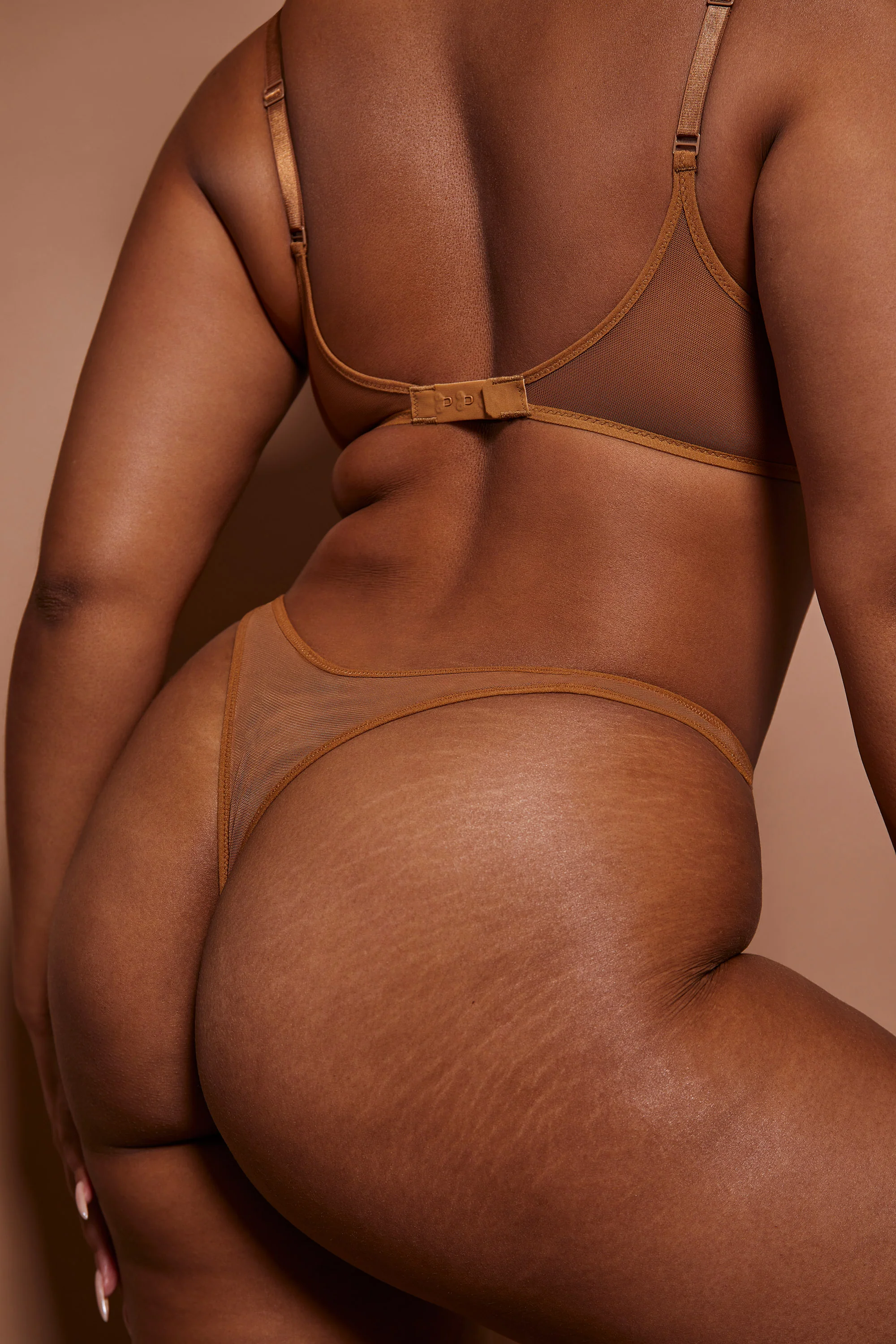 Soft Mesh Single Layer Underwired Bra in Almond - Image 5