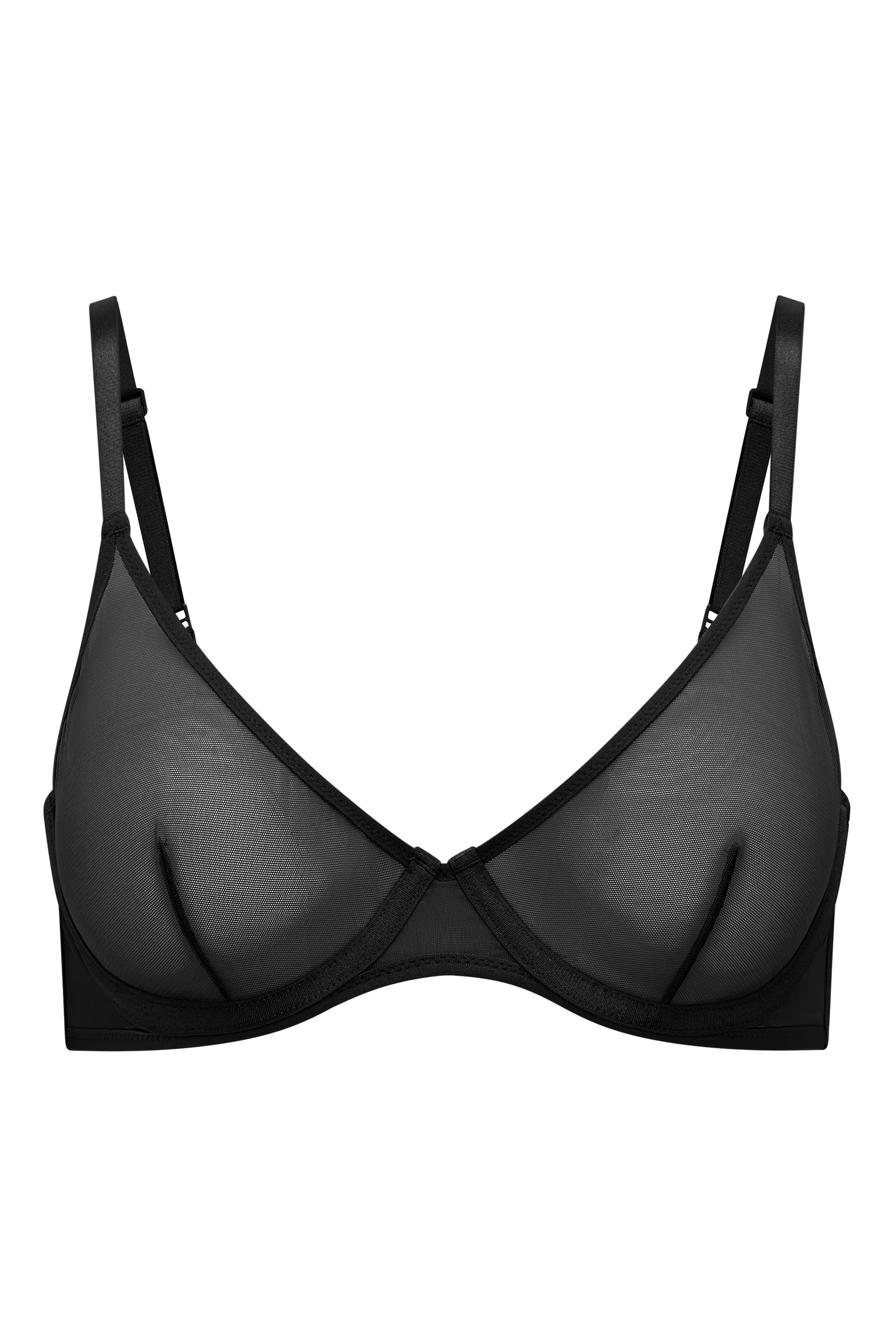 Soft Mesh Single Layer Underwired Bra in Black - Image 2
