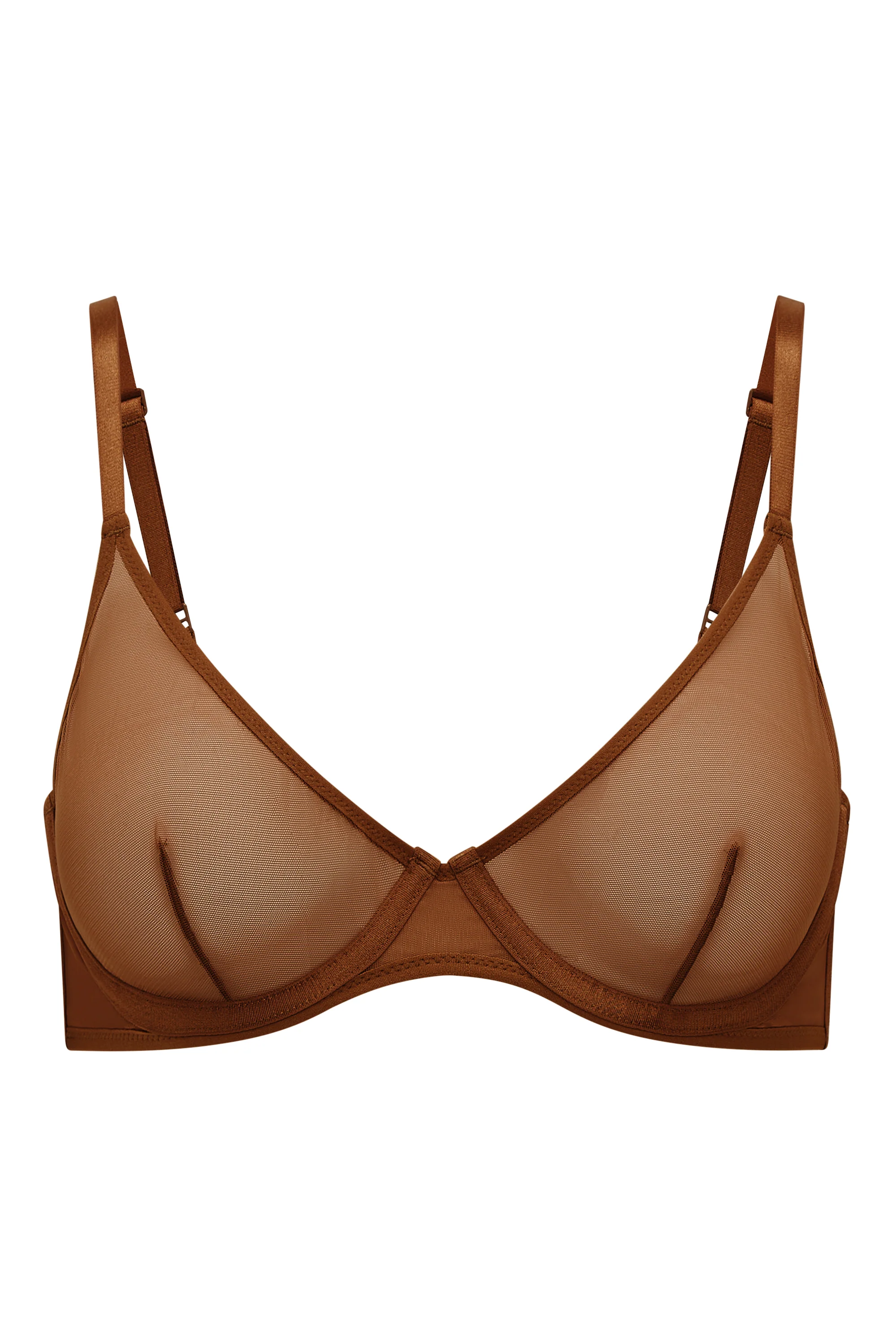 Soft Mesh Single Layer Underwired Bra in Chestnut - Image 2
