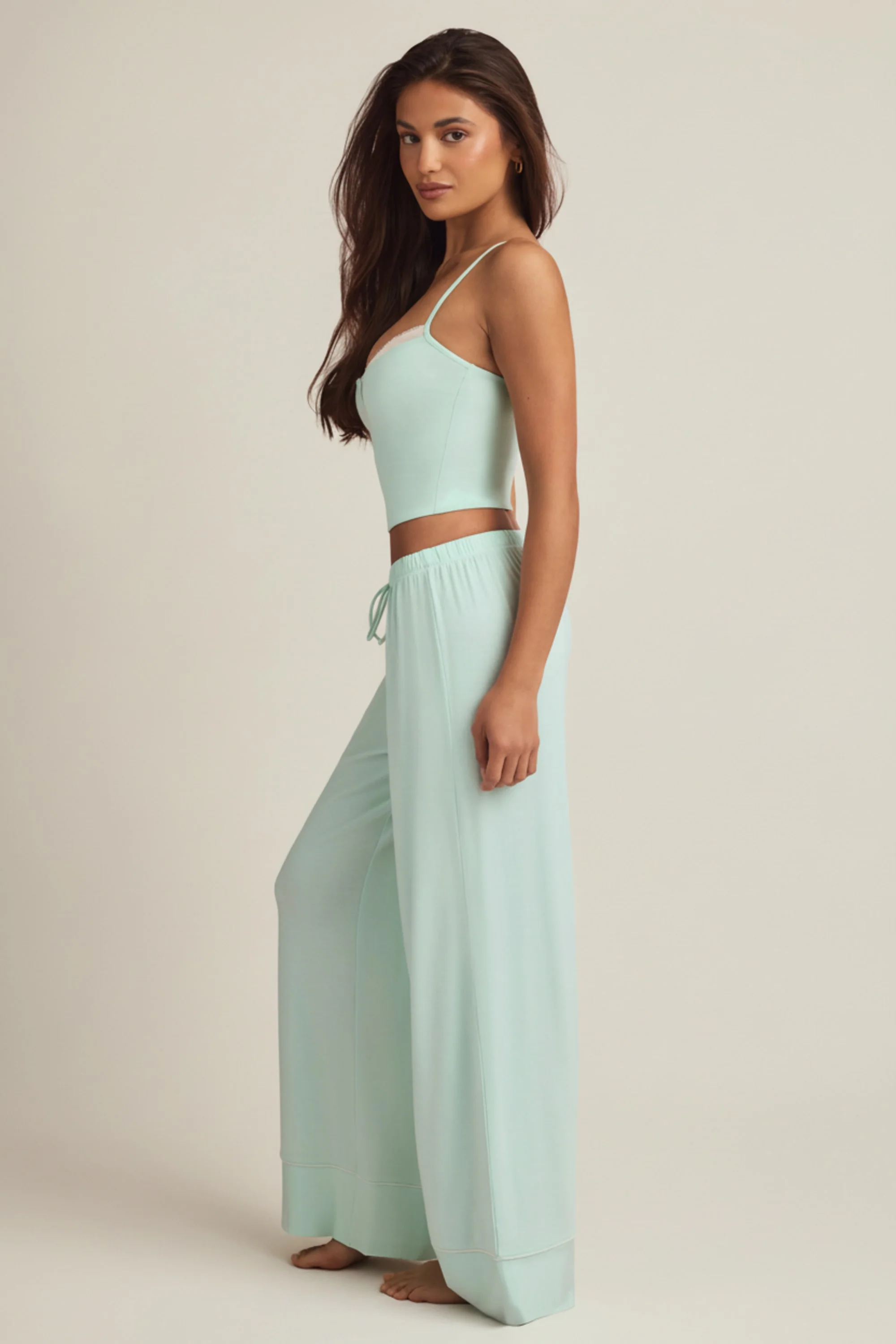 Modal Mid-Rise Pyjama Trousers in Mint - Image 7