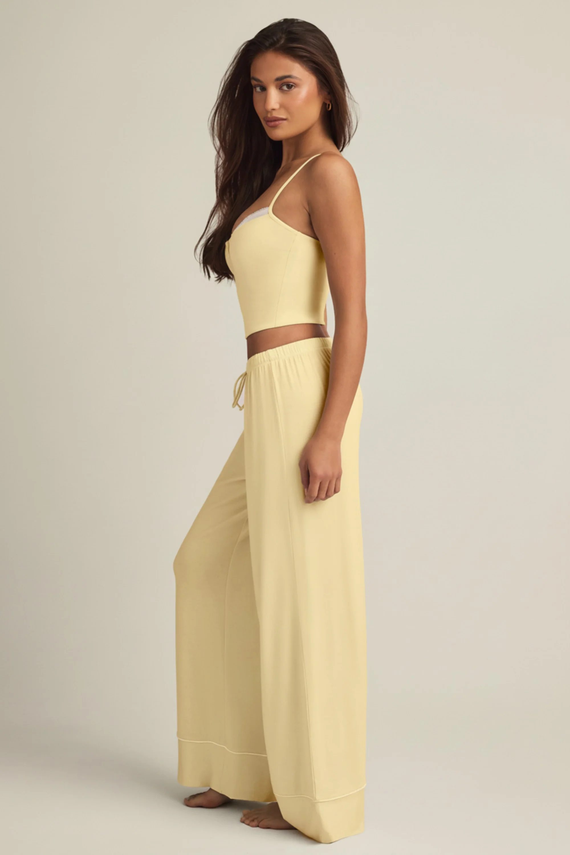 Modal Mid-Rise Pyjama Trousers in Pastel Yellow - Image 4