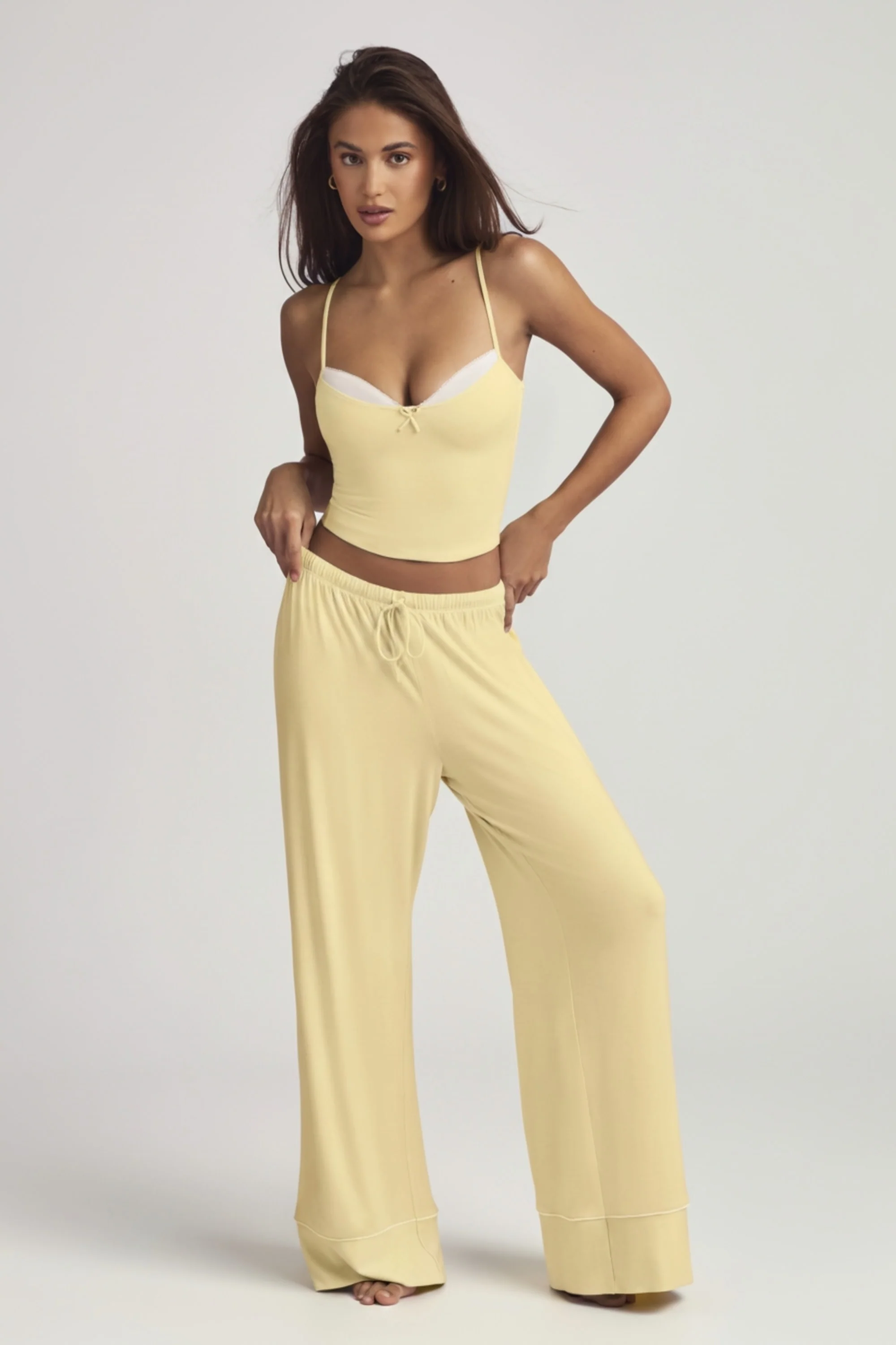 Modal Mid-Rise Pyjama Trousers in Pastel Yellow - Image 5