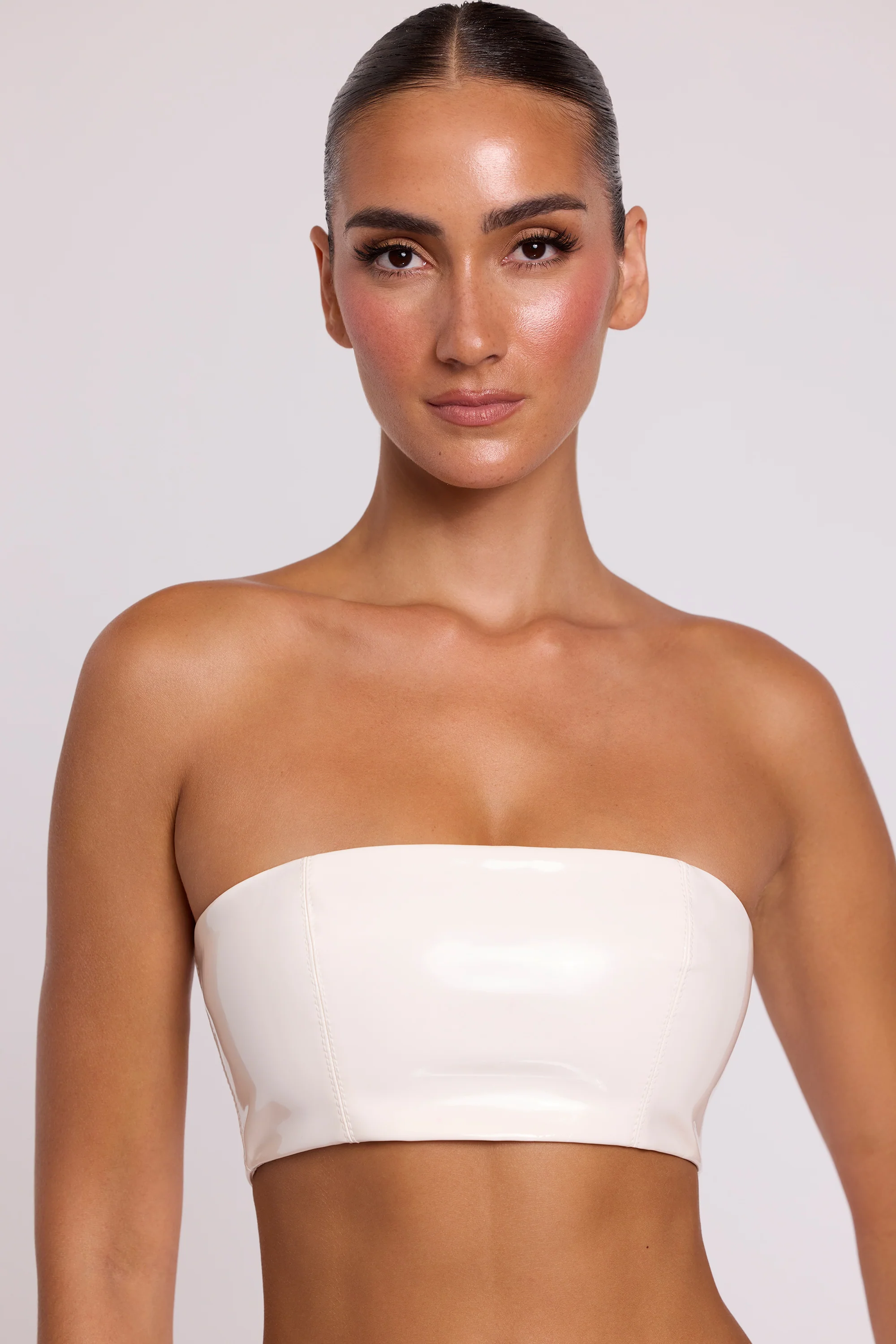 Vinyl Bandeau Bralette in White - Image 5