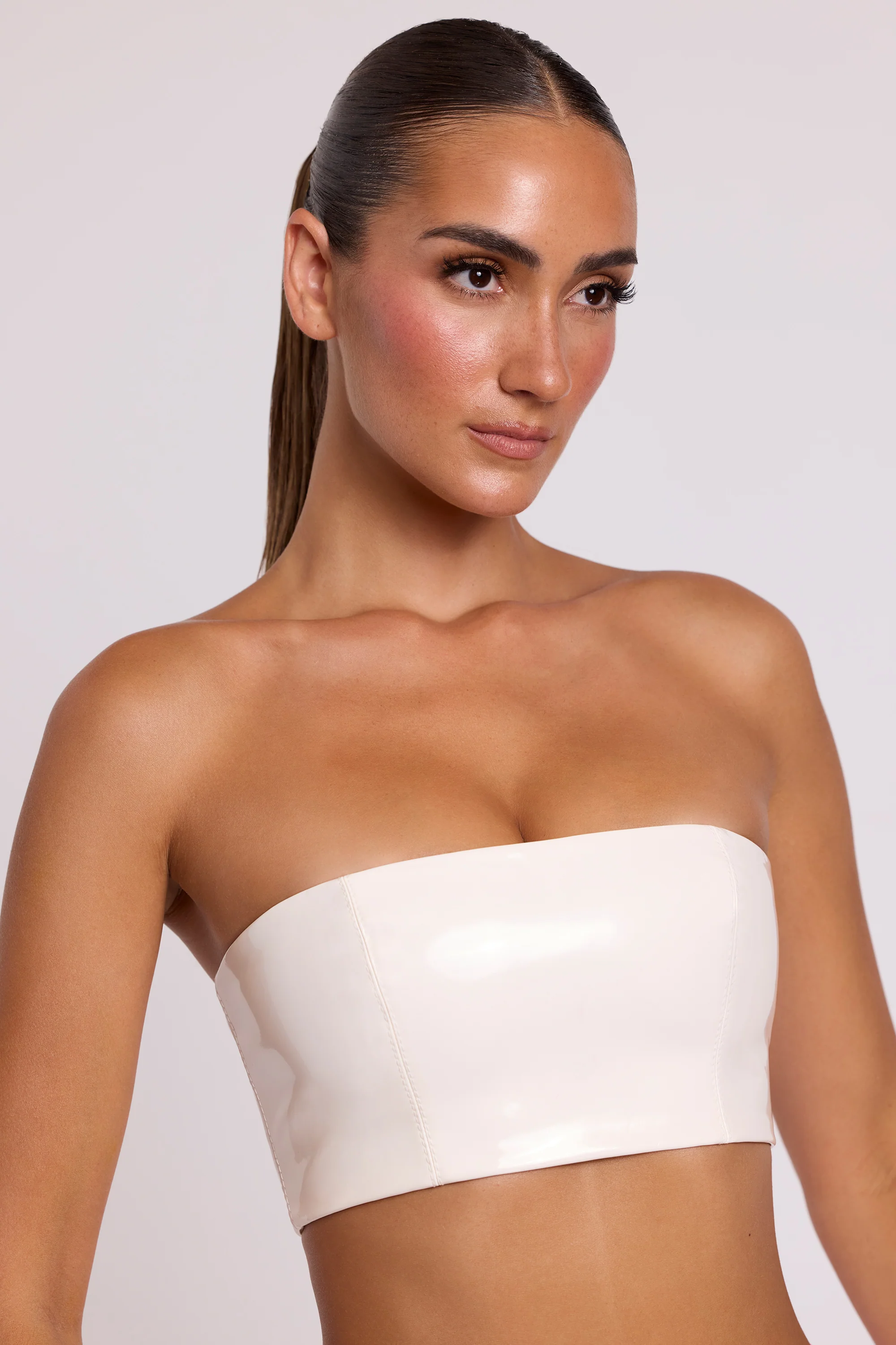 Vinyl Bandeau Bralette in White - Image 6