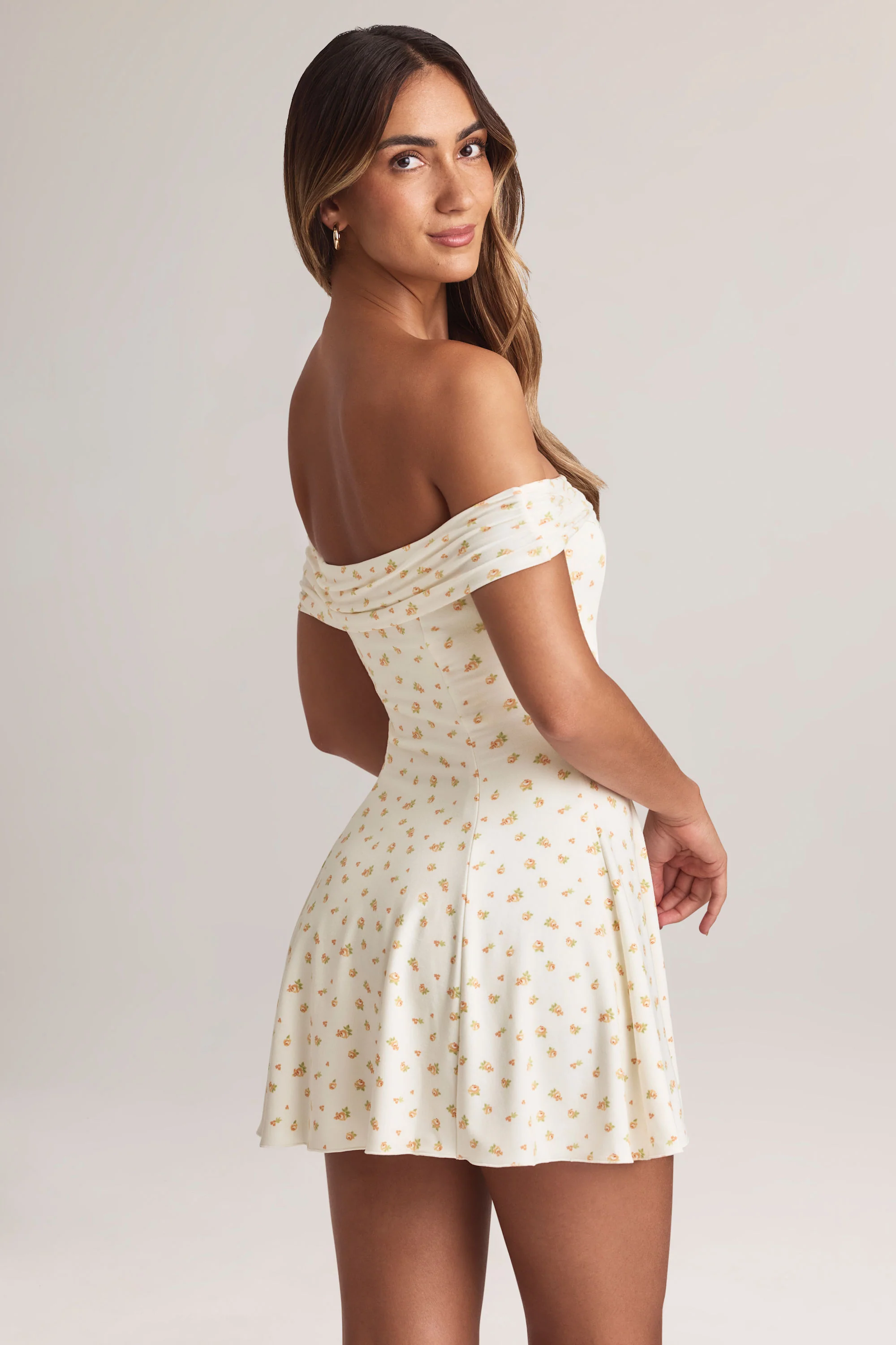 Modal Off-Shoulder A-Line Mini Dress in Floral Print - Image 2