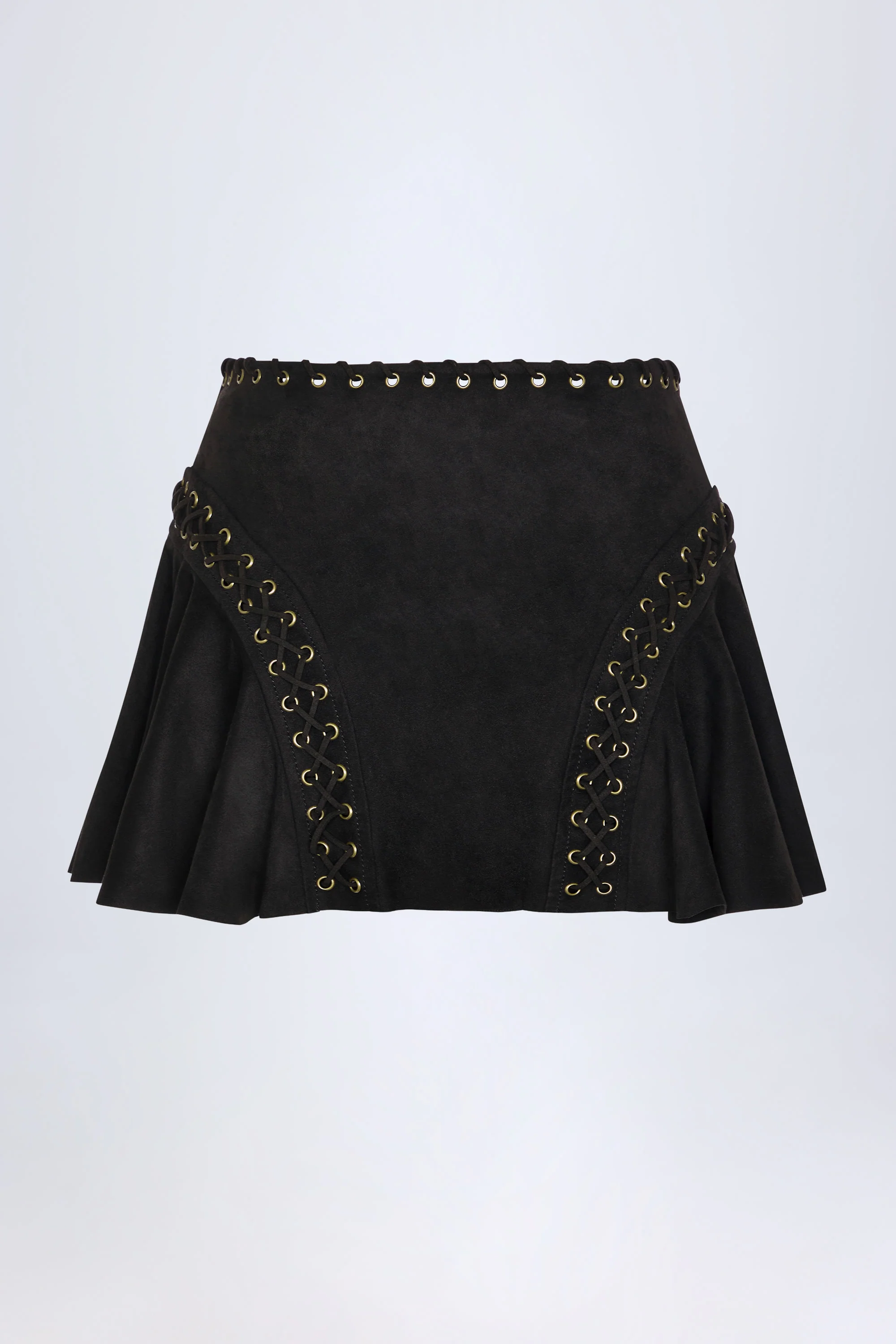 Lace-Up Mid-Rise Mini Skirt in Black - Image 5