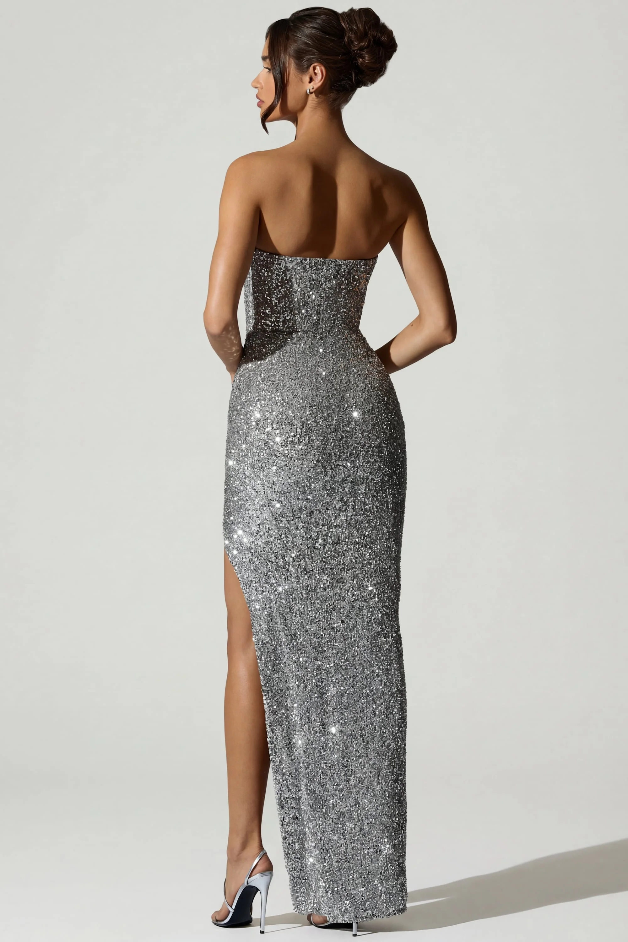 Embellished Corset Gown in Silver - Image 2