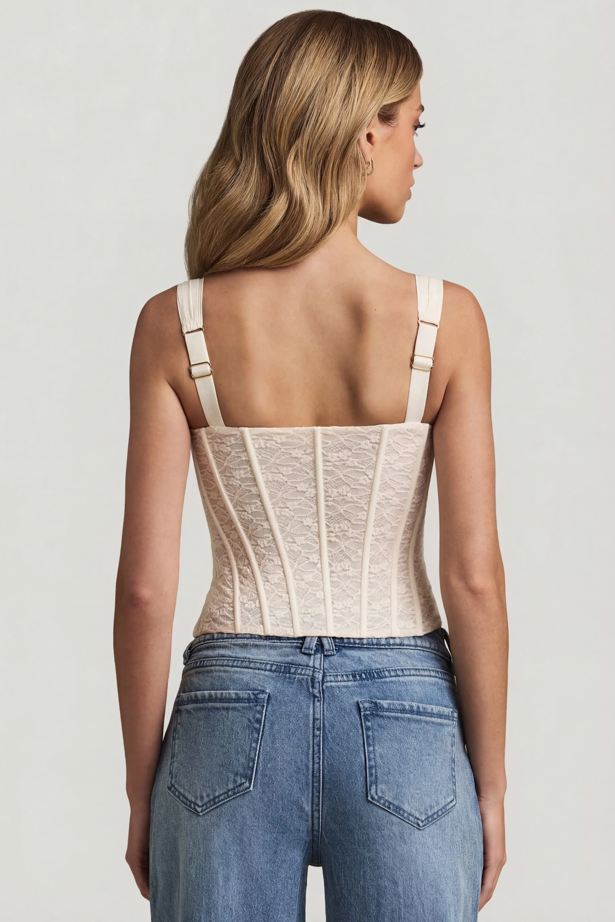 Underwired Lace Corset Top in Ivory - Image 5