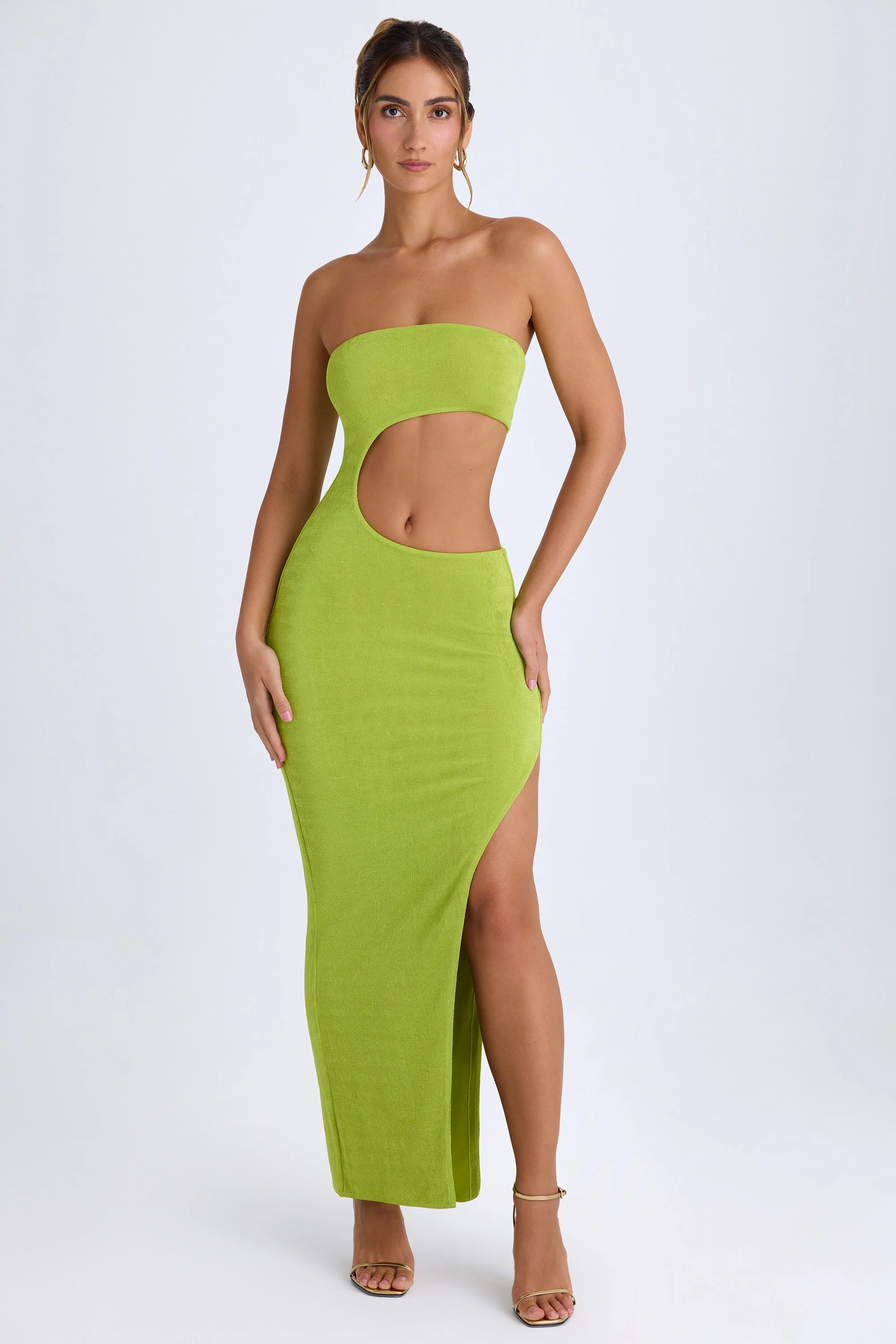 Cut-Out Bandeau Maxi Dress in Pear Green - Image 5