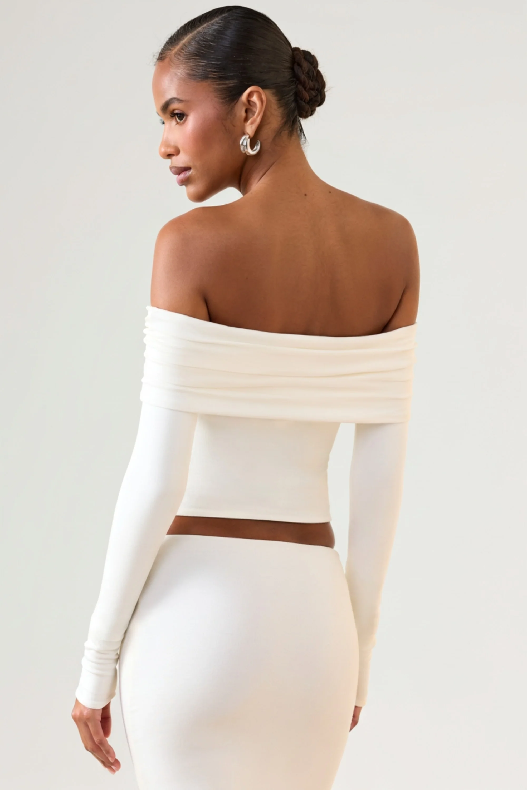 Modal Off-Shoulder Long-Sleeve Top in White - Image 2