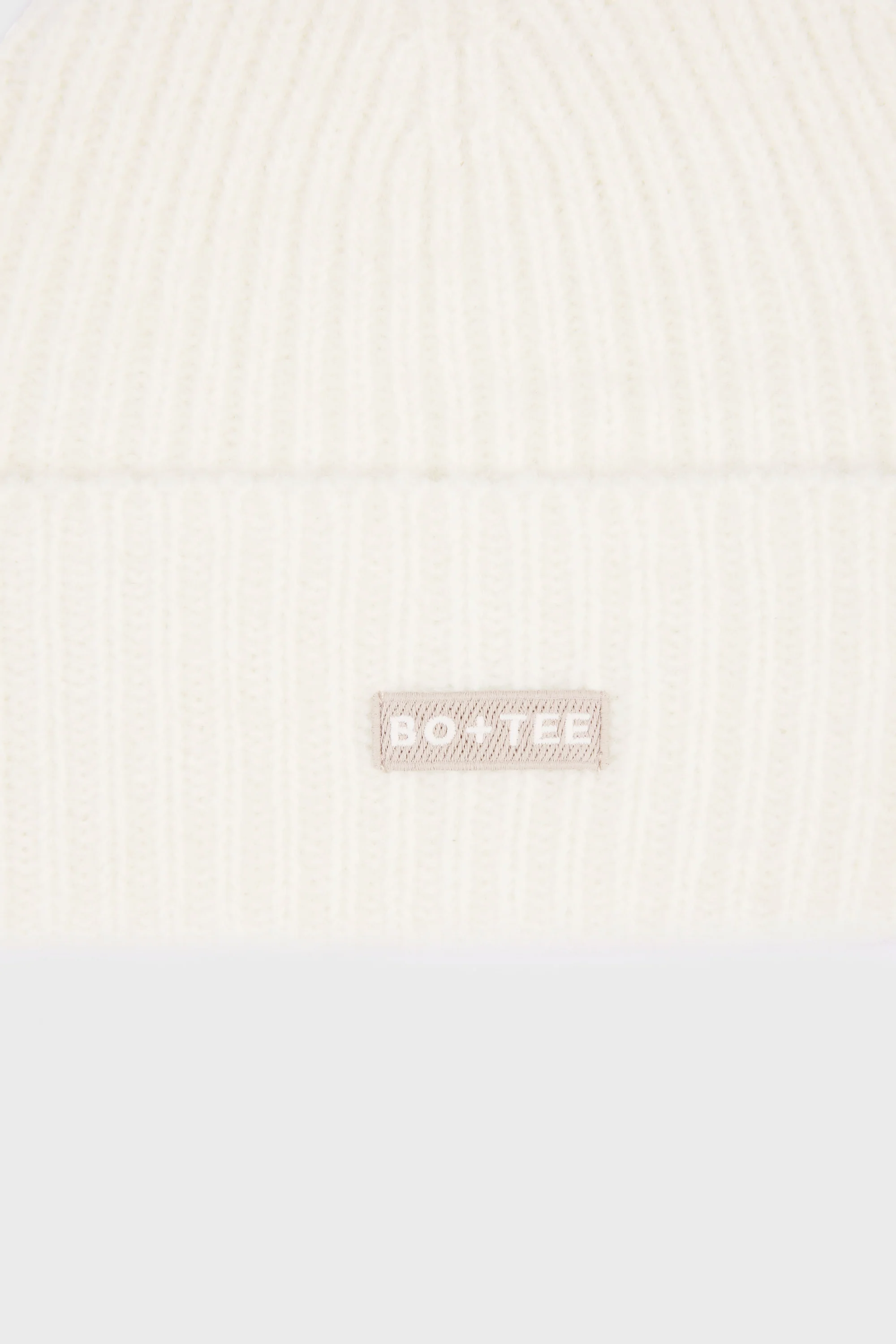 Ribbed Knit Beanie Hat in Ivory - Image 3