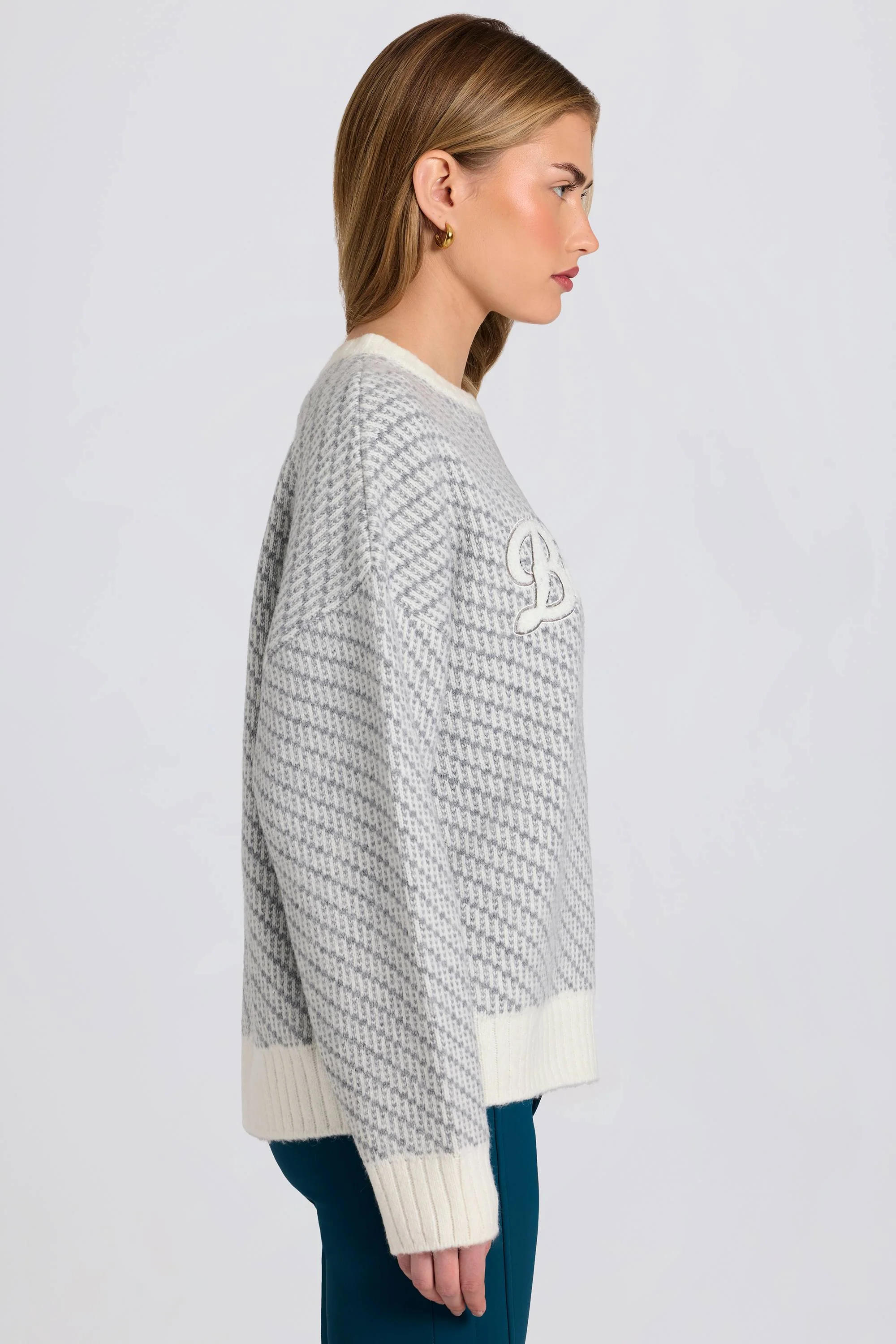 Knit Logo Oversized Jumper in Ice - Image 5