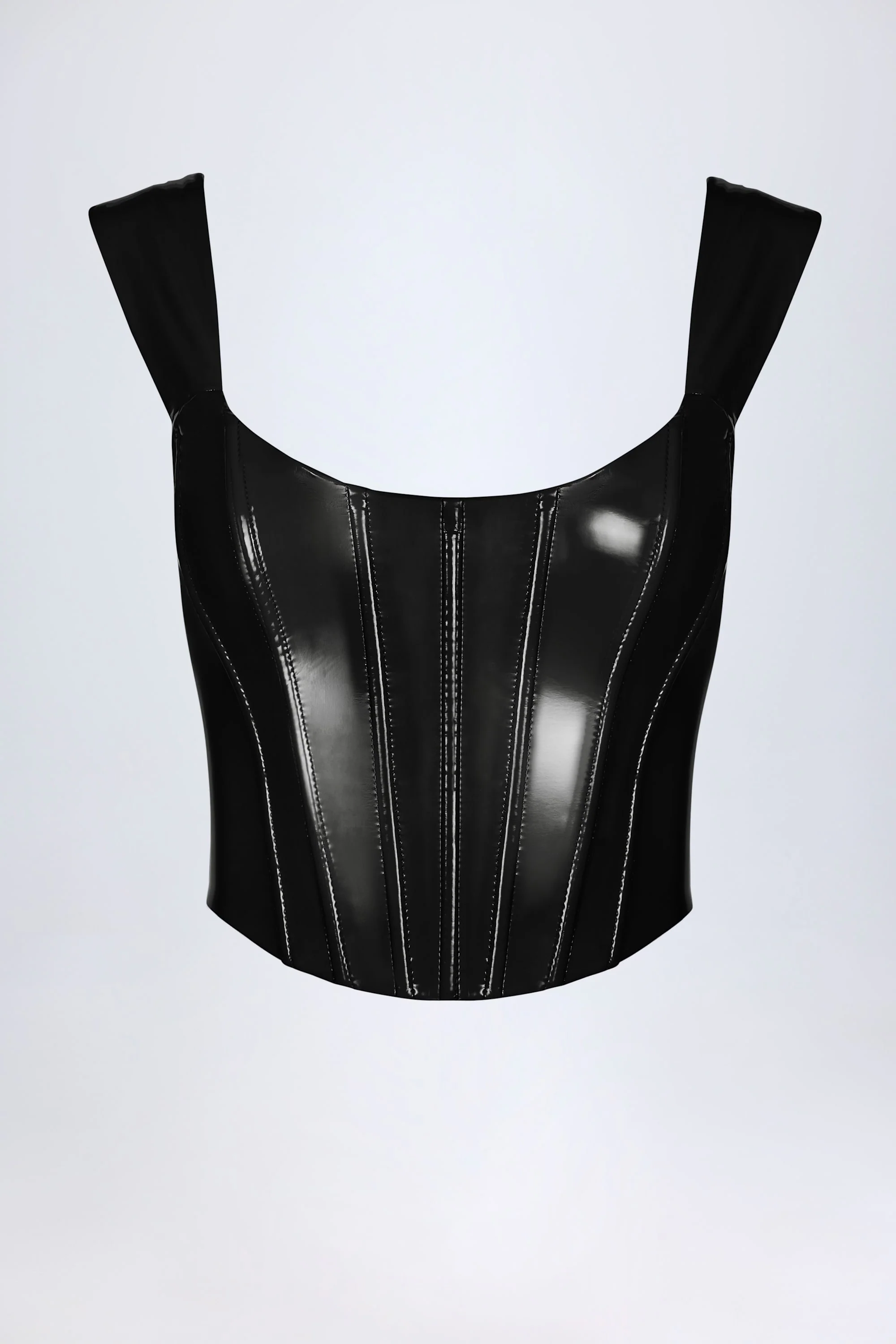 Vinyl Lace-Up Corset Top in Black - Image 5