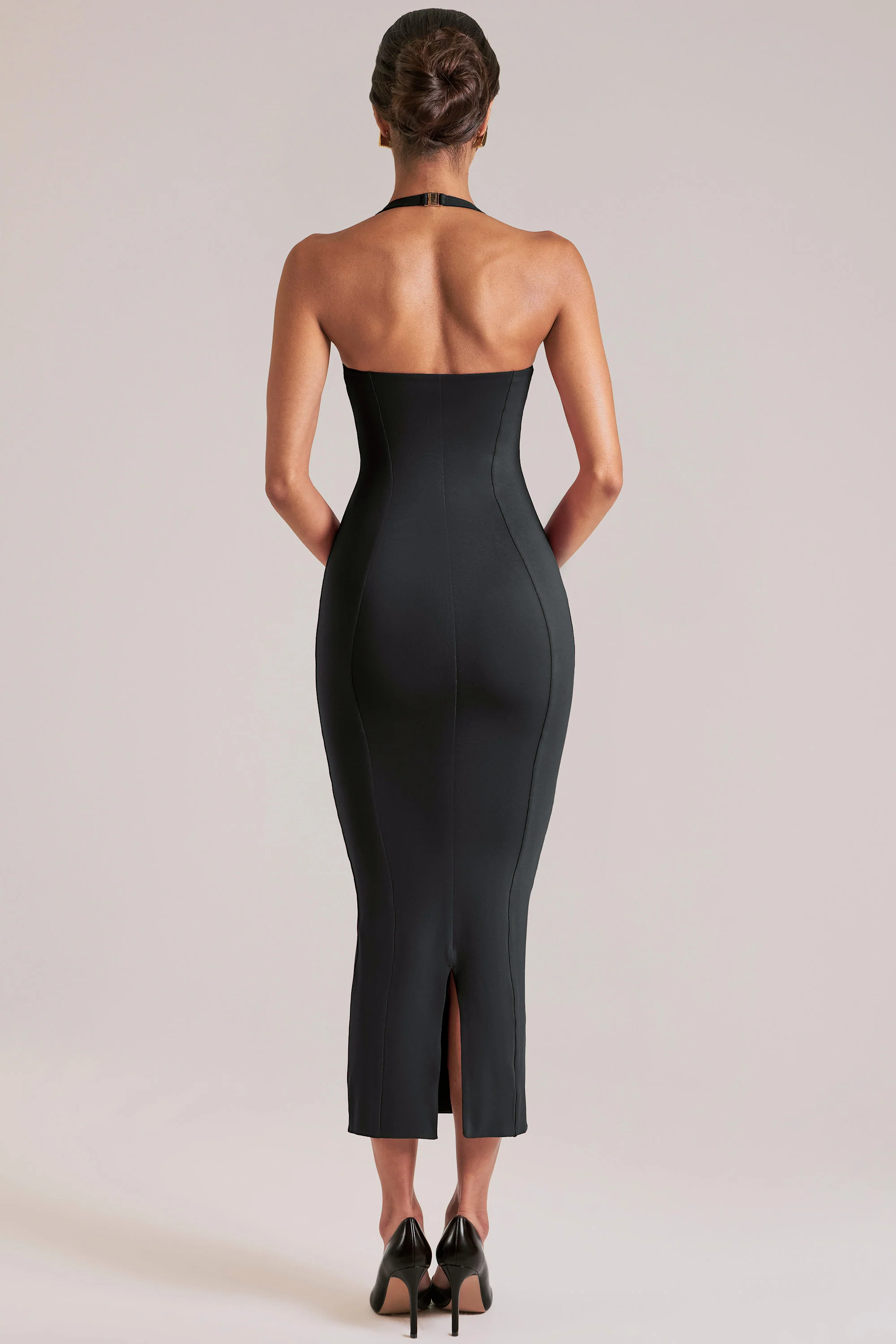 Halterneck Midaxi Dress in Black - Image 2