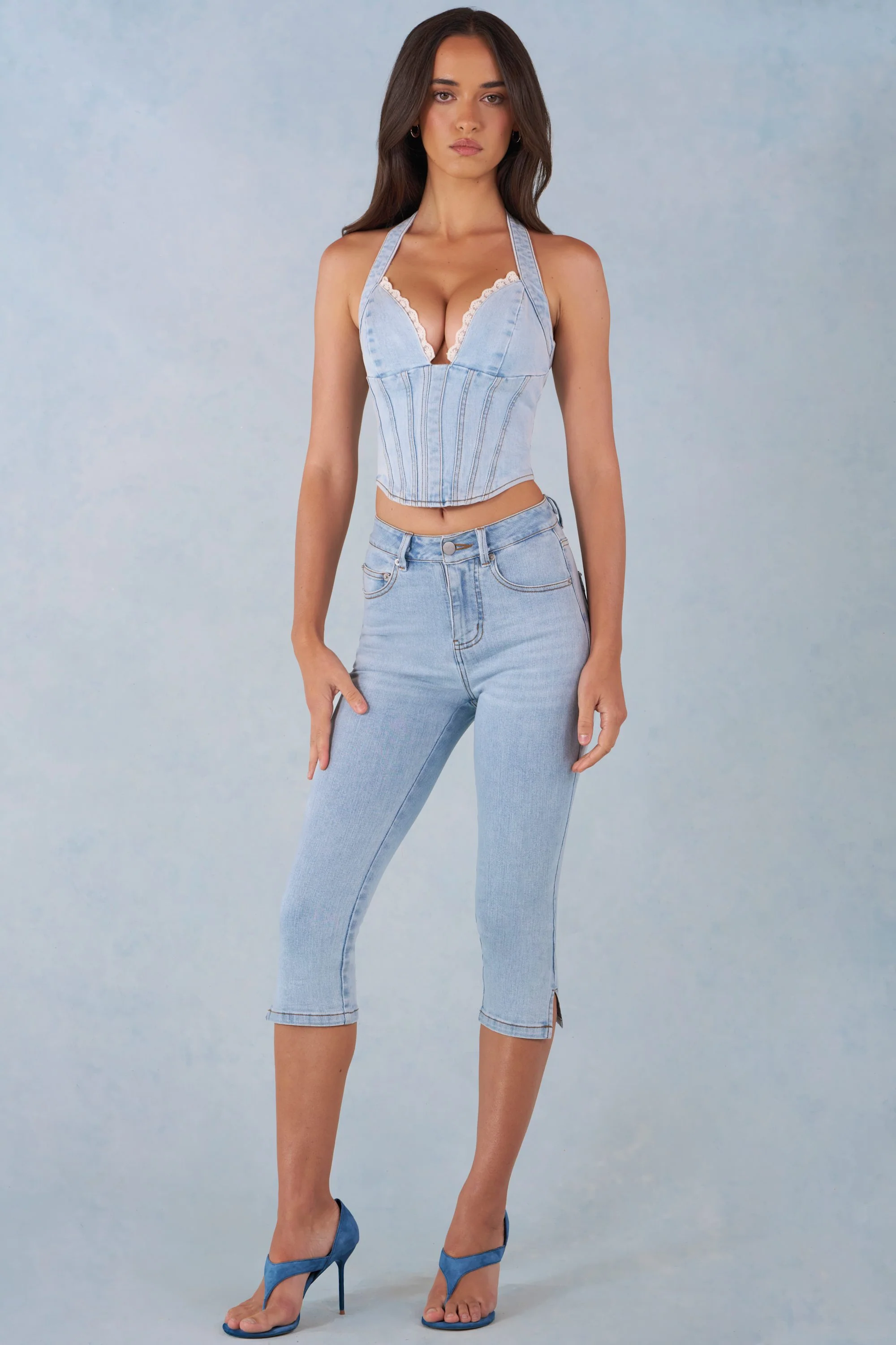 Mid-Rise Denim Capri Jeans in Light Denim - Image 7